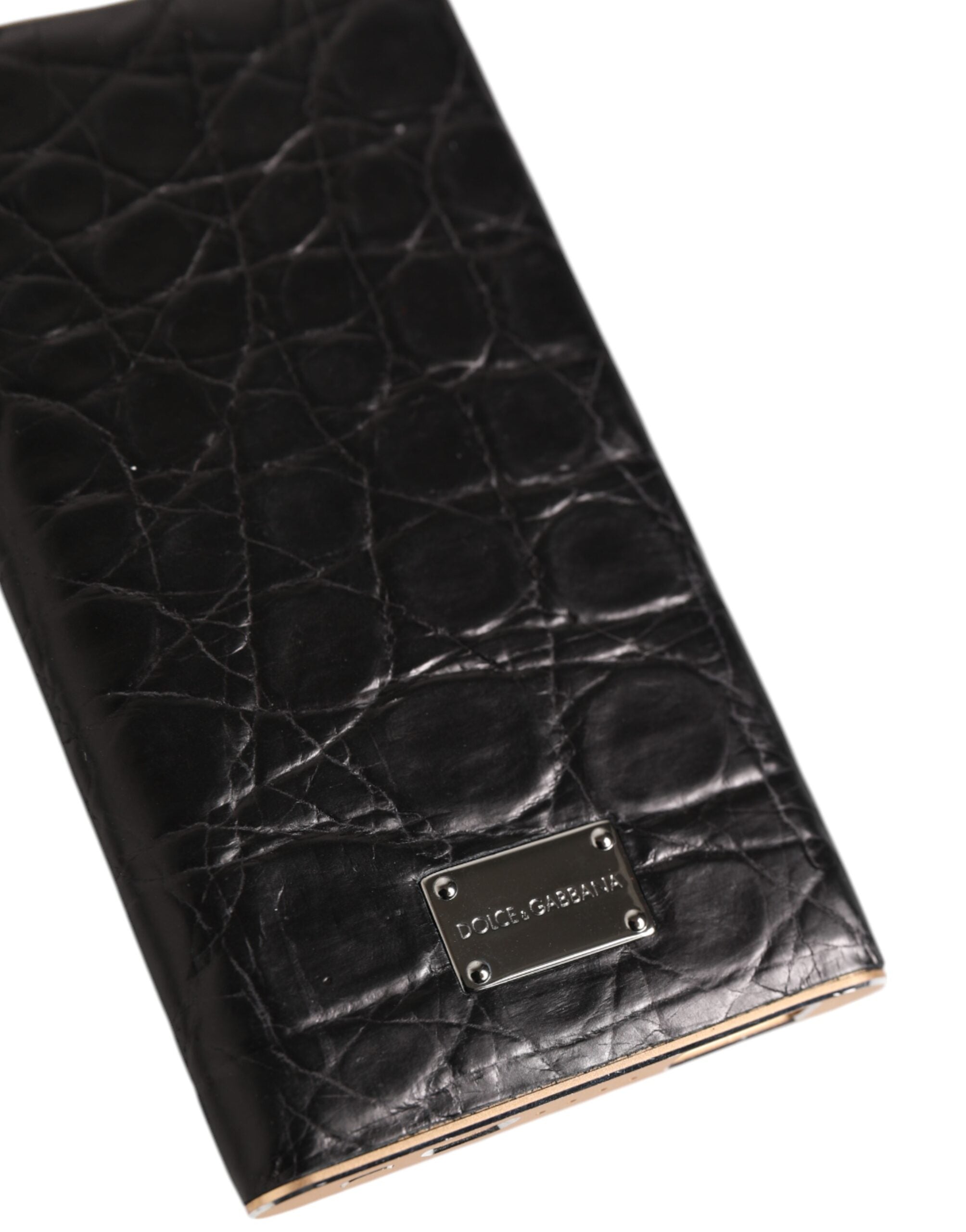 Dolce &amp; Gabbana Svart Läder Exotisk Hud 3000mAh Powerbank Laddare USB