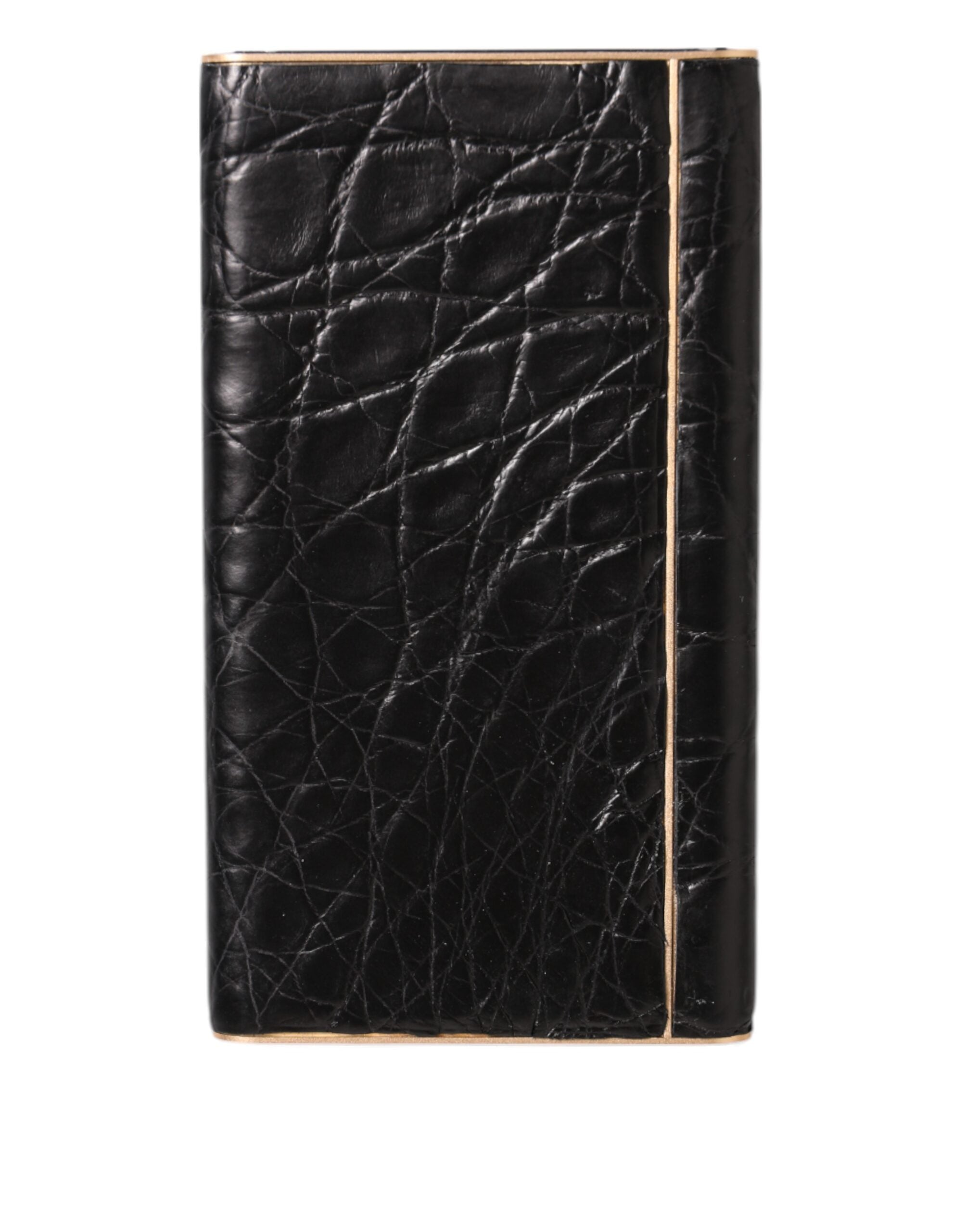 Dolce & Gabbana Black Leather Exotic Skin 3000mAh Power Bank Charger USB