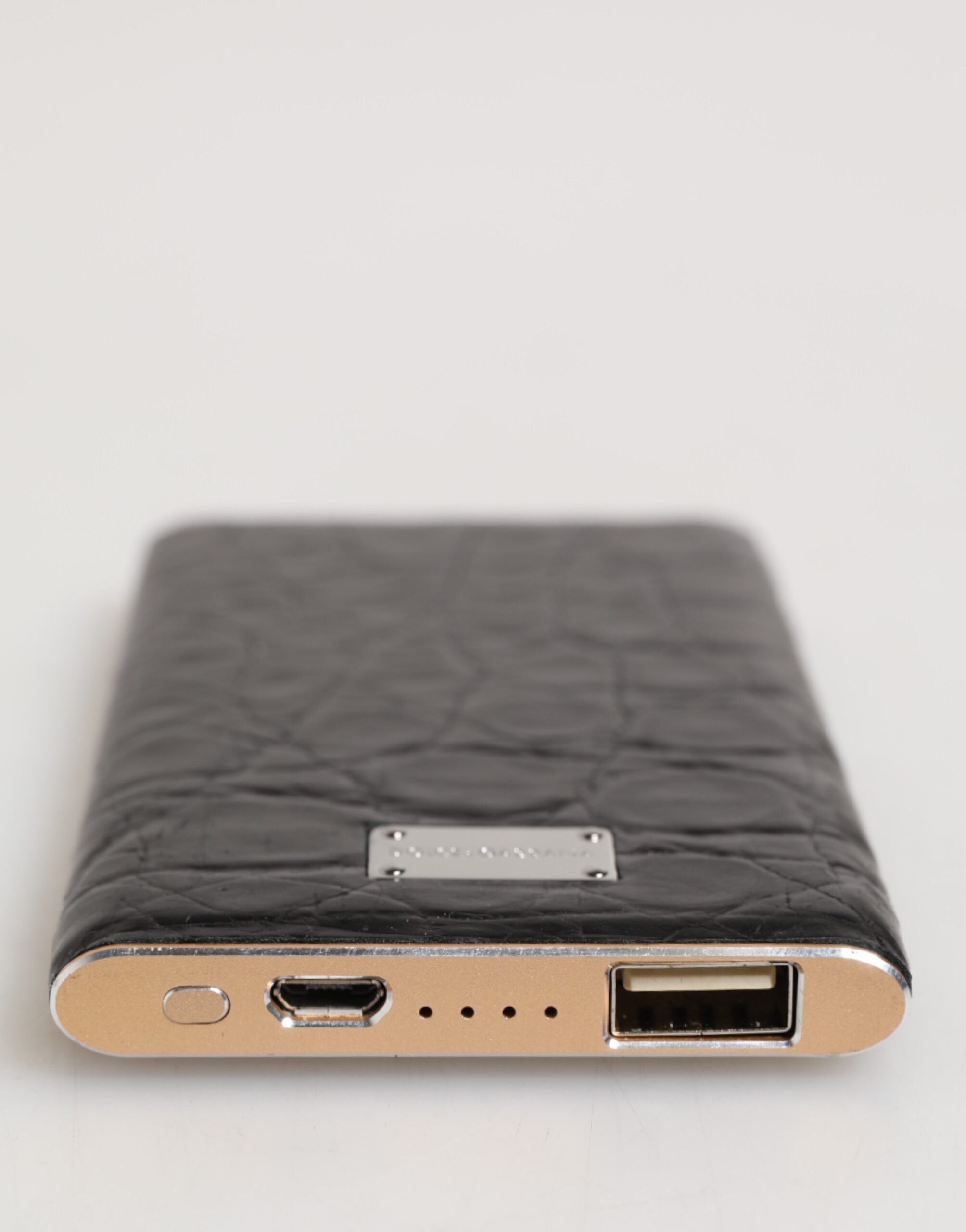 Dolce &amp; Gabbana Svart Läder Exotisk Hud 3000mAh Powerbank Laddare USB