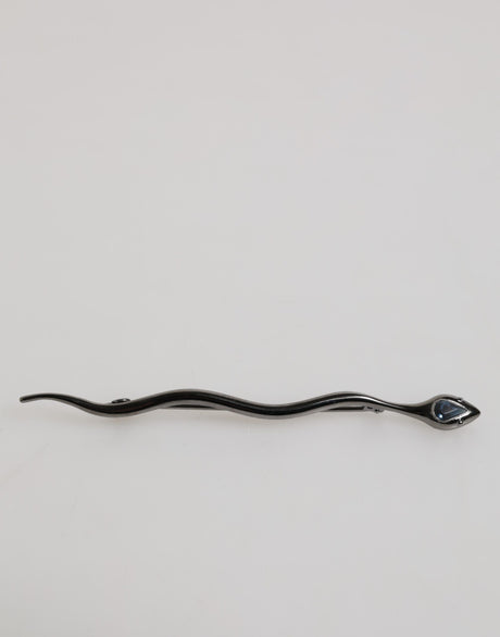 Dolce & Gabbana Black Brass Crystal Spilla Serpente Mens Brooch Pin