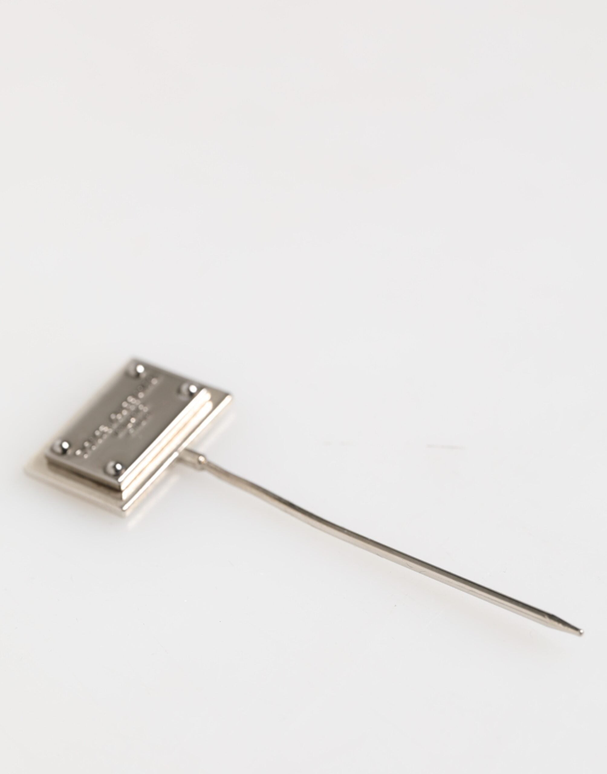 Dolce & Gabbana Silver Tone Logo Plaque Lapel Men Accessory Brooch Pin