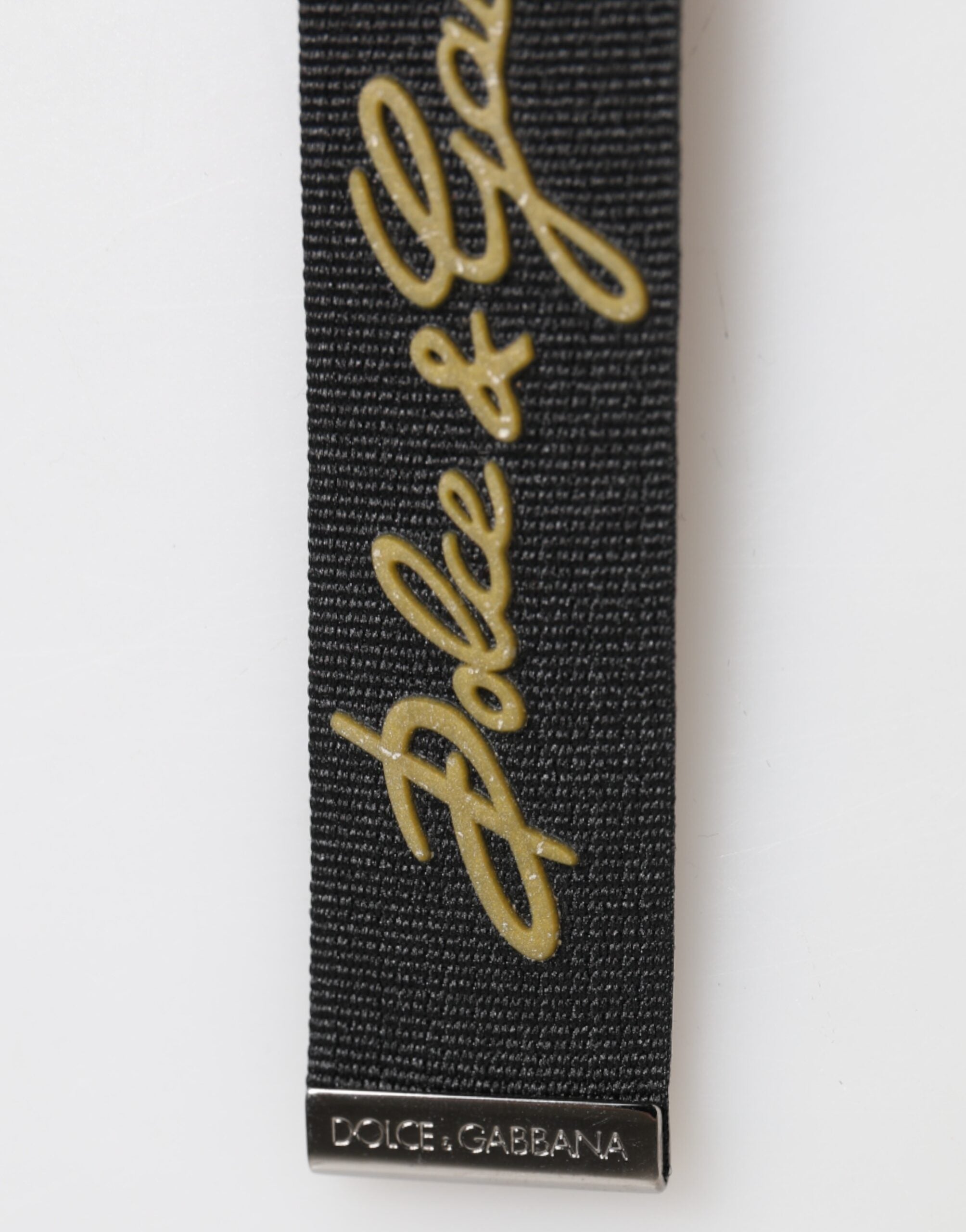Dolce &amp; Gabbana Sort Gul Polyester DG Logo Sølv Nøglering