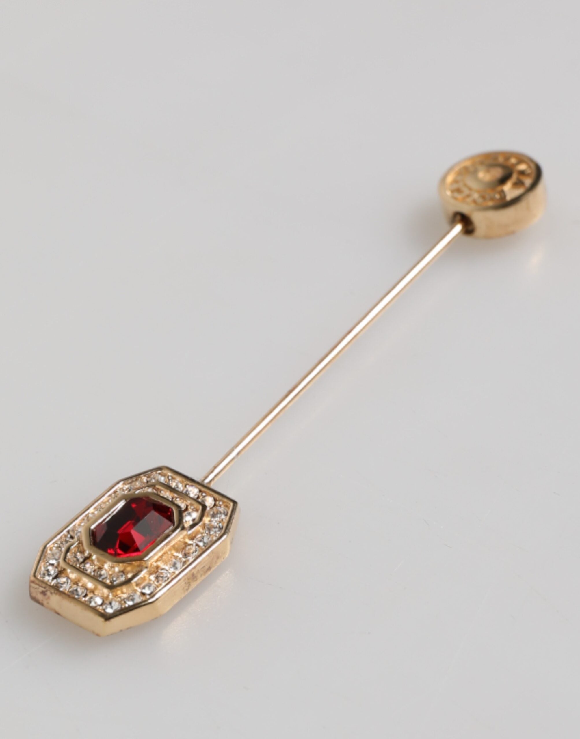 Dolce & Gabbana Rhinestone Embellished Sterling Silver Collar Brooch Pin