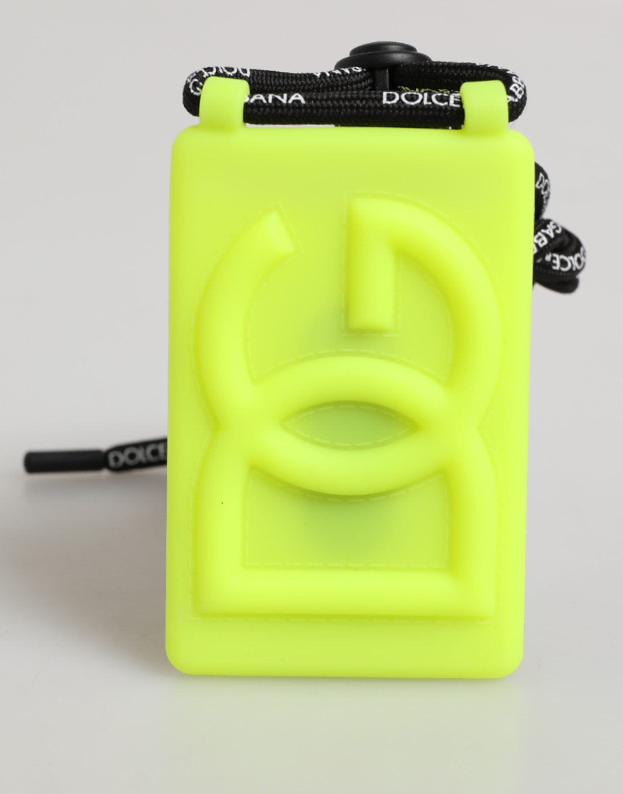 Dolce &amp; Gabbana Gulgrøn Gummi DG Præget Justerbar Badgeholder