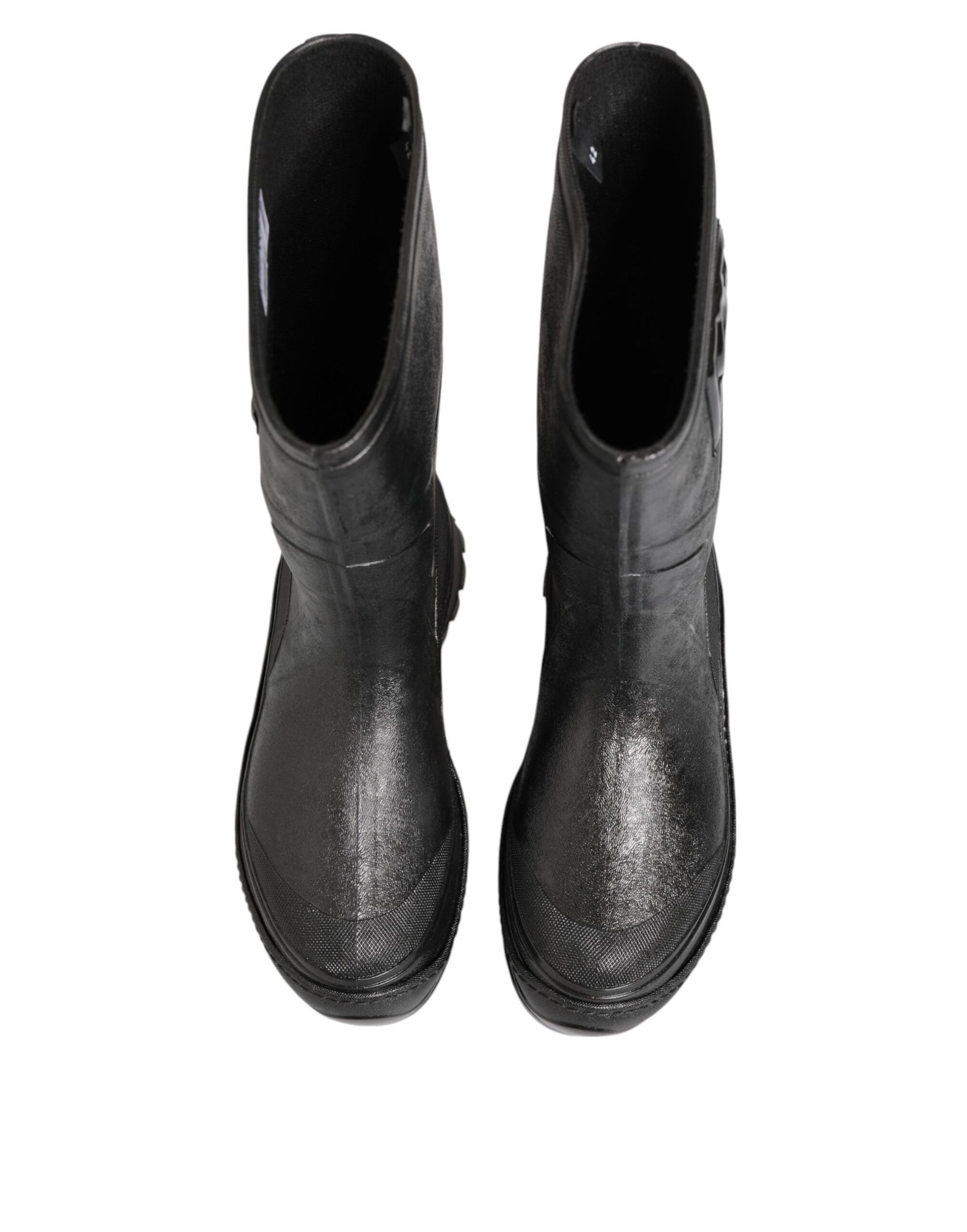 Dolce &amp; Gabbana Metallic Sorte Pull On Gummistøvler Herresko
