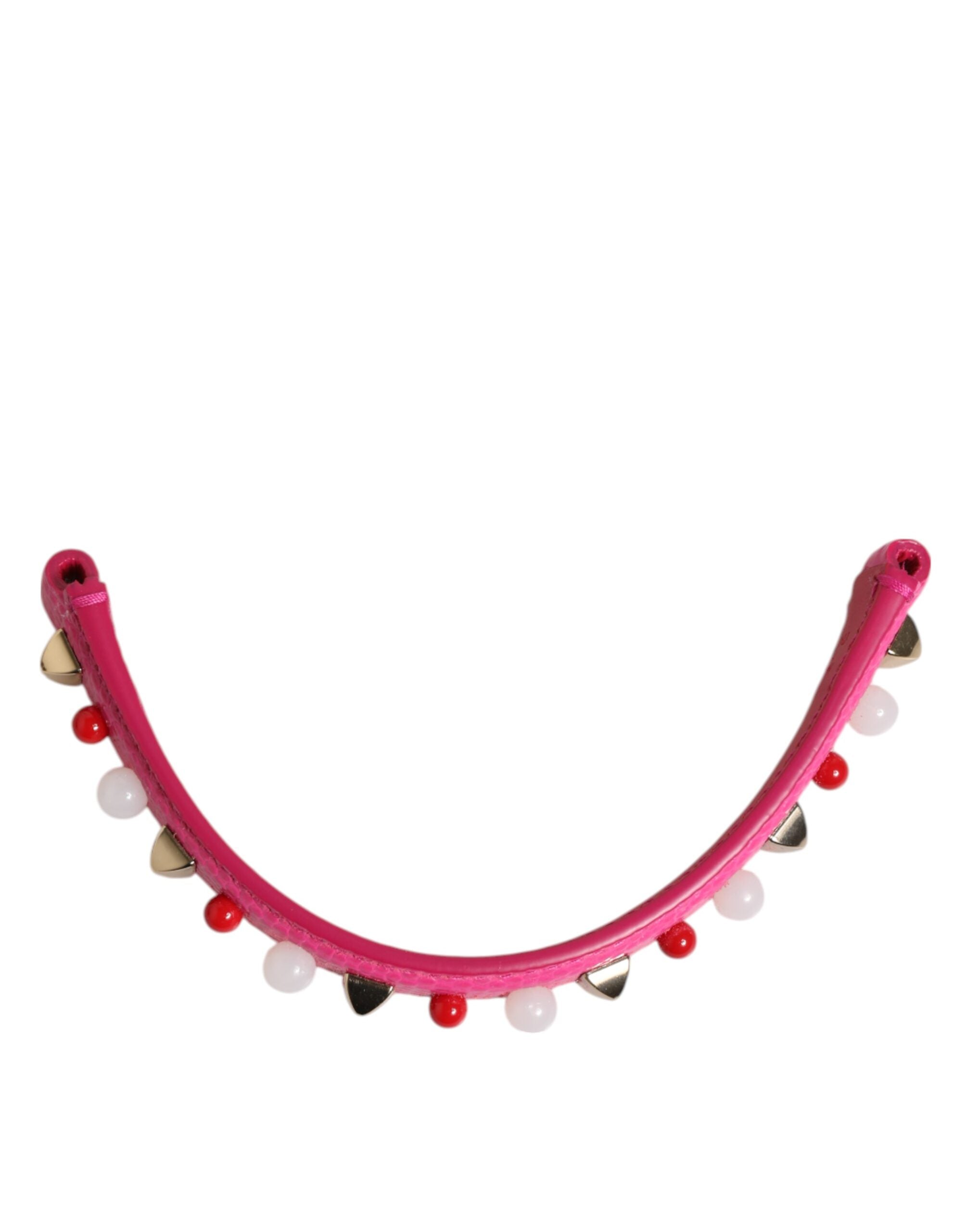 Dolce &amp; Gabbana Pink Embellished Leather Bag Handle Women Skulderrem