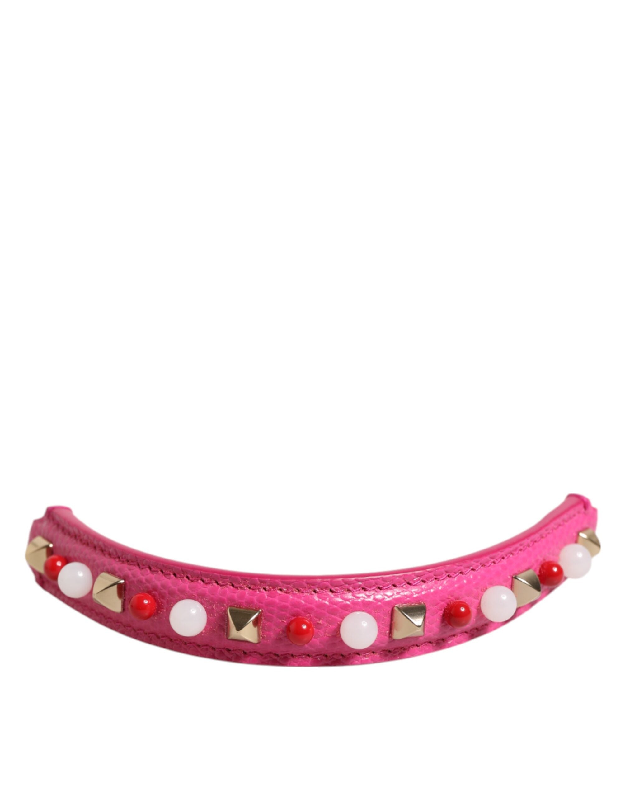 Dolce &amp; Gabbana Pink Embellished Leather Bag Handle Women Skulderrem