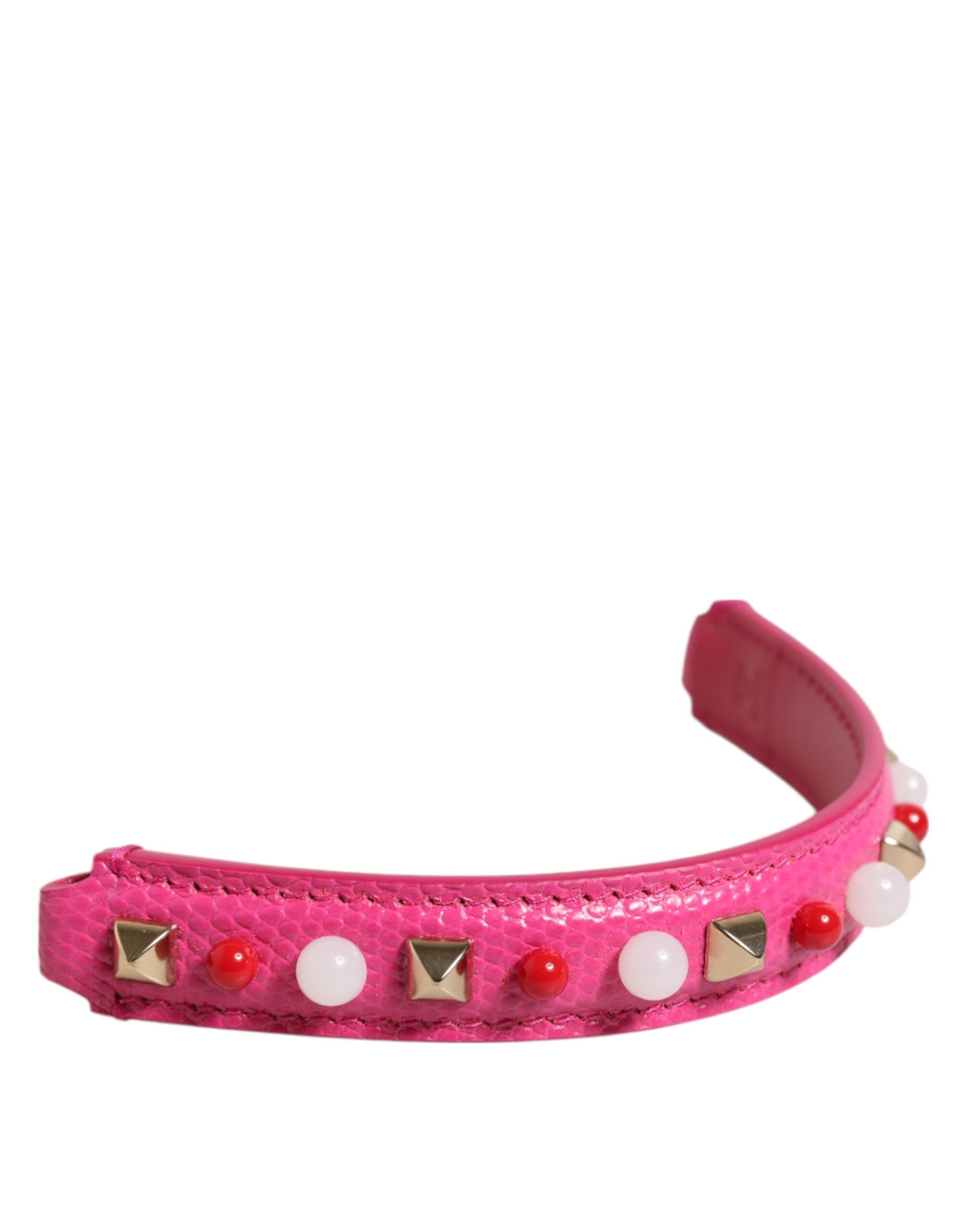 Dolce &amp; Gabbana Pink Embellished Leather Bag Handle Women Skulderrem