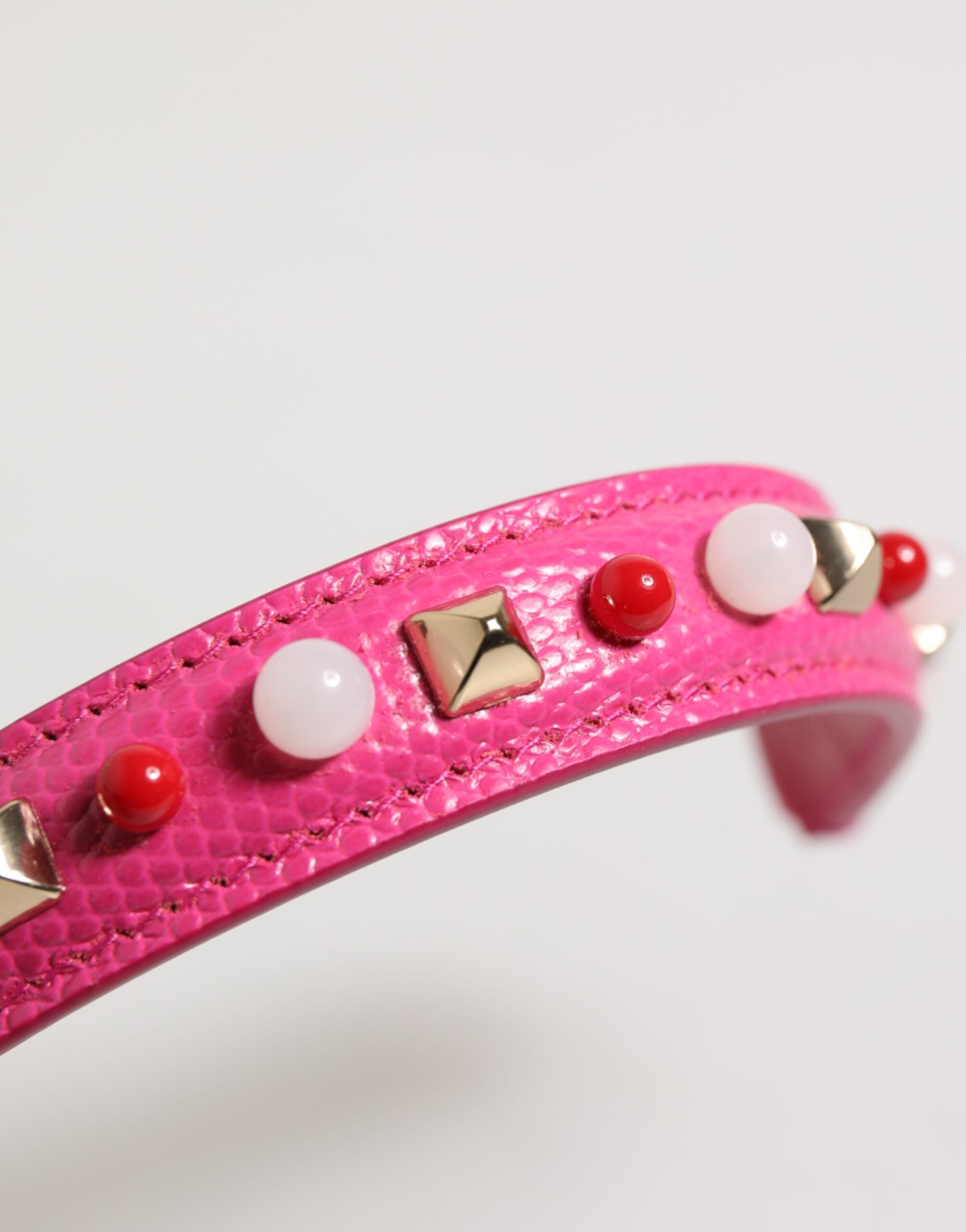Dolce &amp; Gabbana Pink Embellished Leather Bag Handle Women Skulderrem