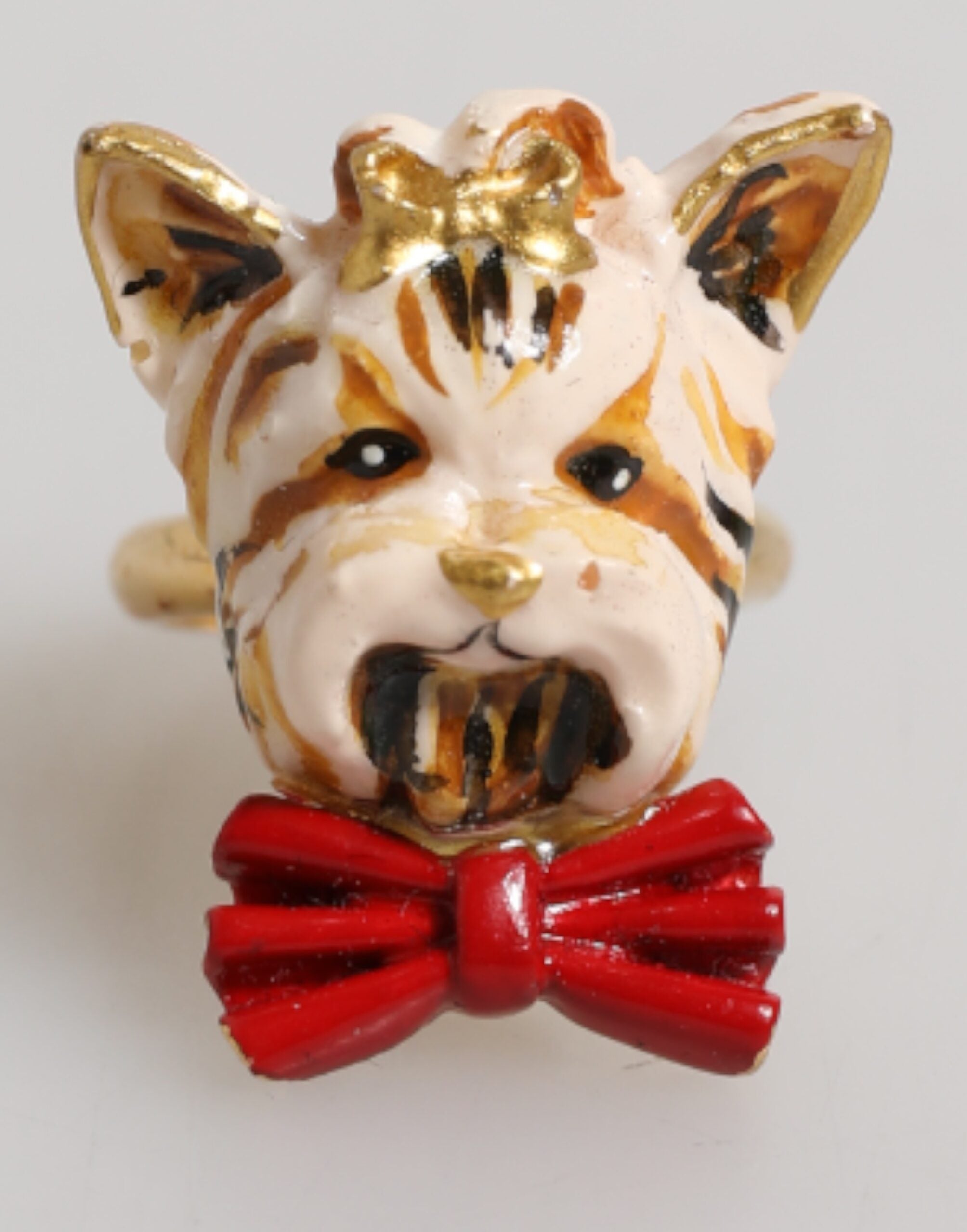 Dolce &amp; Gabbana guld messing harpiks Beige hundedyre tilbehørsring