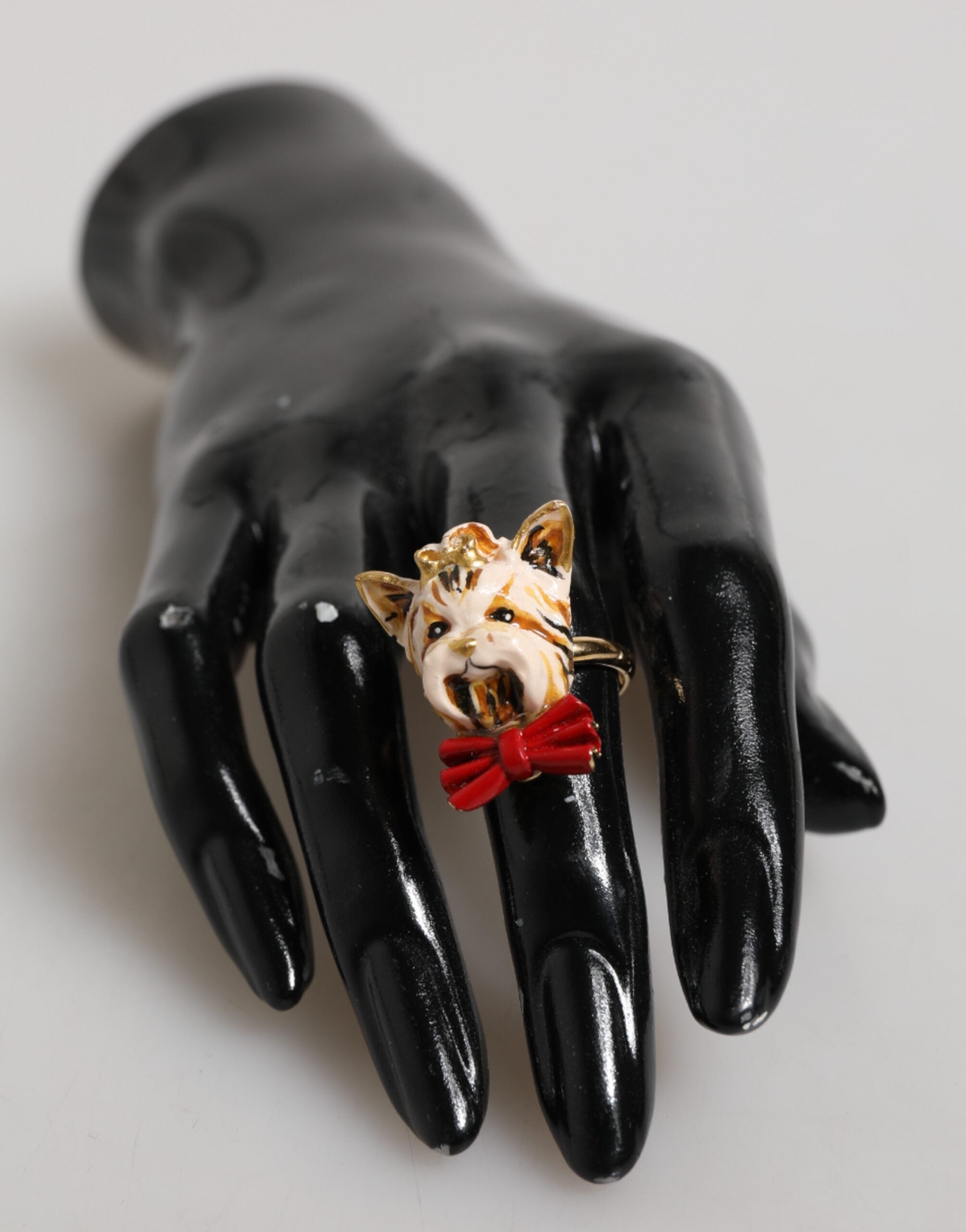 Dolce &amp; Gabbana guld messing harpiks Beige hundedyre tilbehørsring