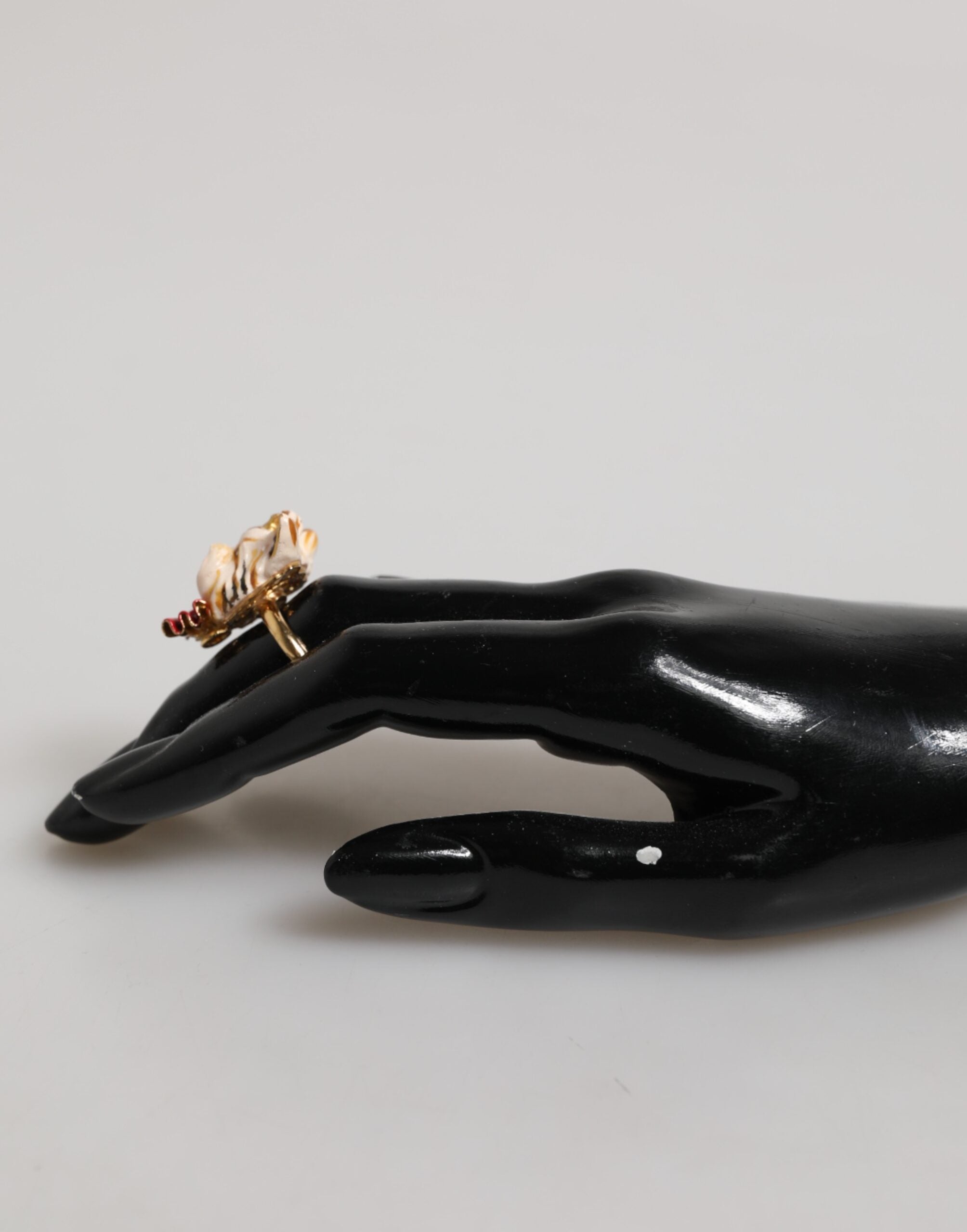 Dolce &amp; Gabbana guld messing harpiks Beige hundedyre tilbehørsring