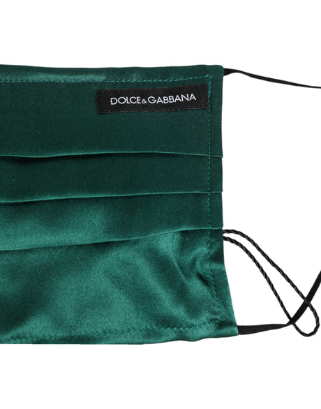 Dolce &amp; Gabbana Grön Sidenveckad Elastisk Ansiktsmask med Öronrem