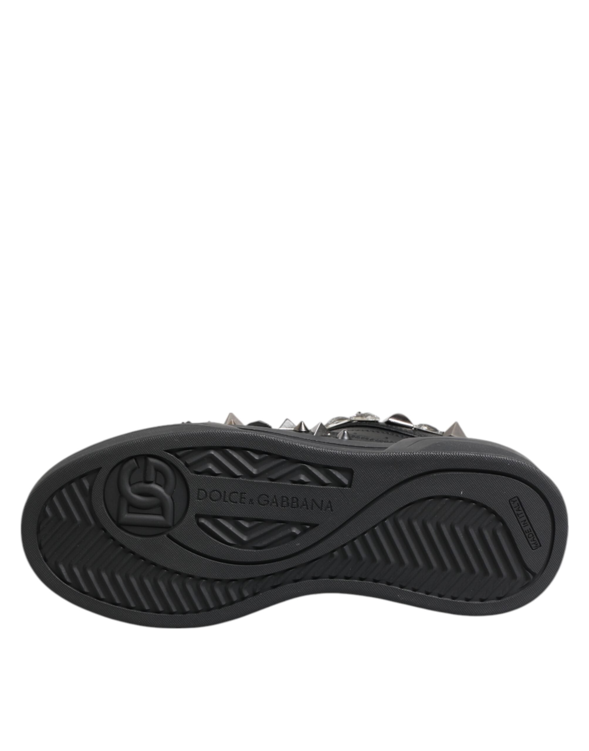 Dolce &amp; Gabbana Sorte Læder Sneakers med Nitter