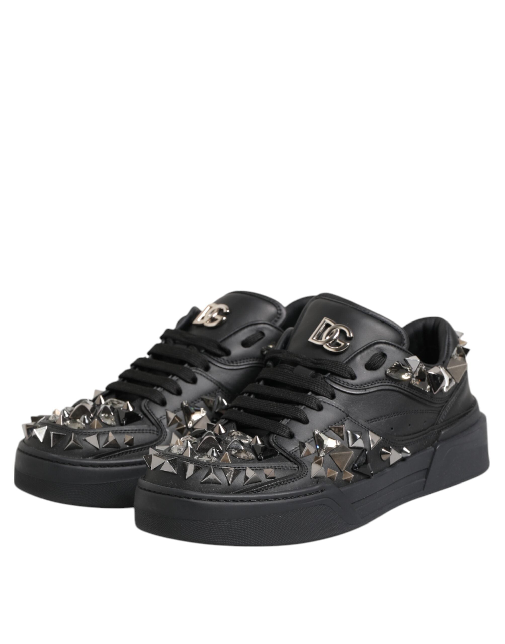 Dolce &amp; Gabbana Sorte Læder Sneakers med Nitter