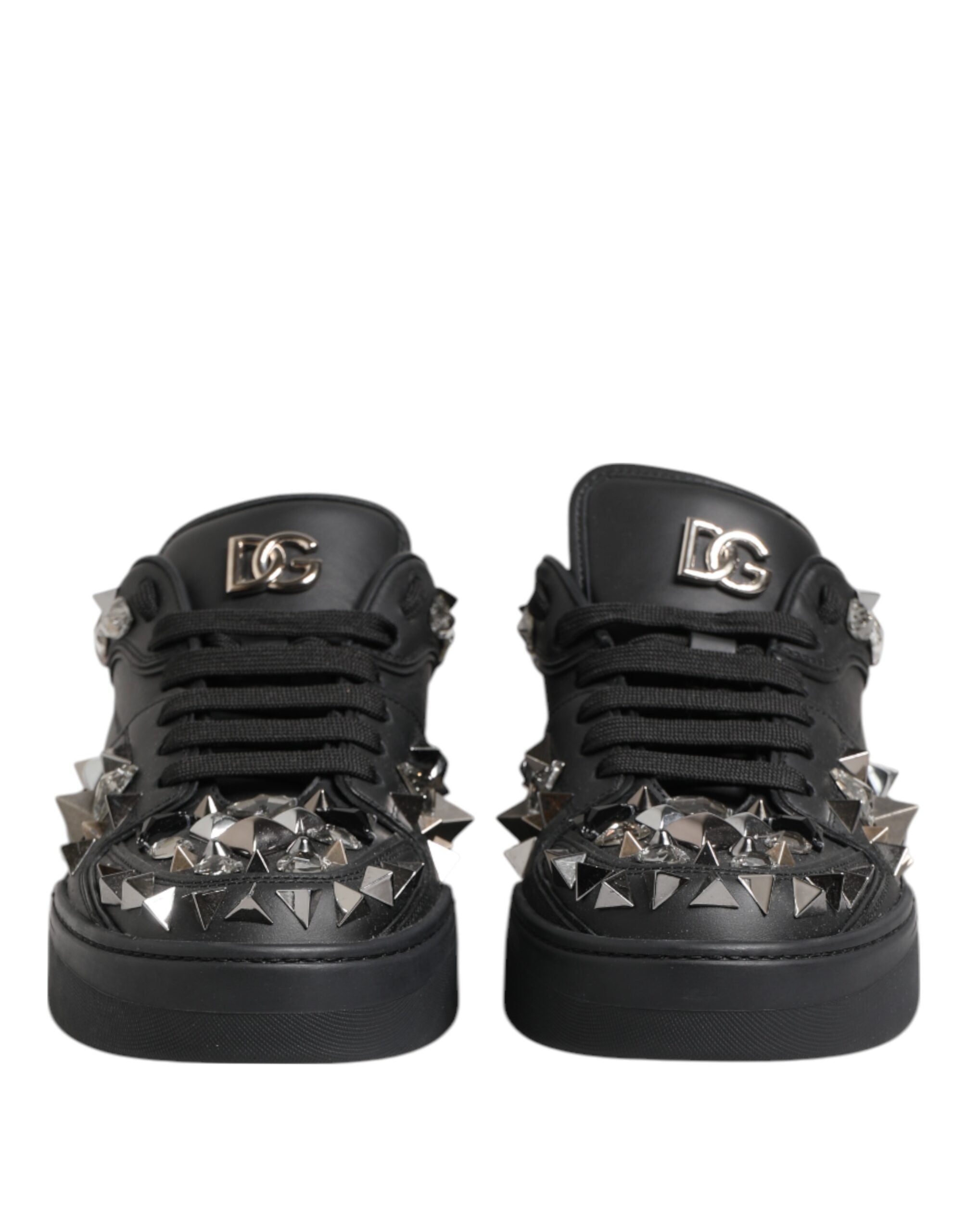 Dolce &amp; Gabbana Sorte Læder Sneakers med Nitter