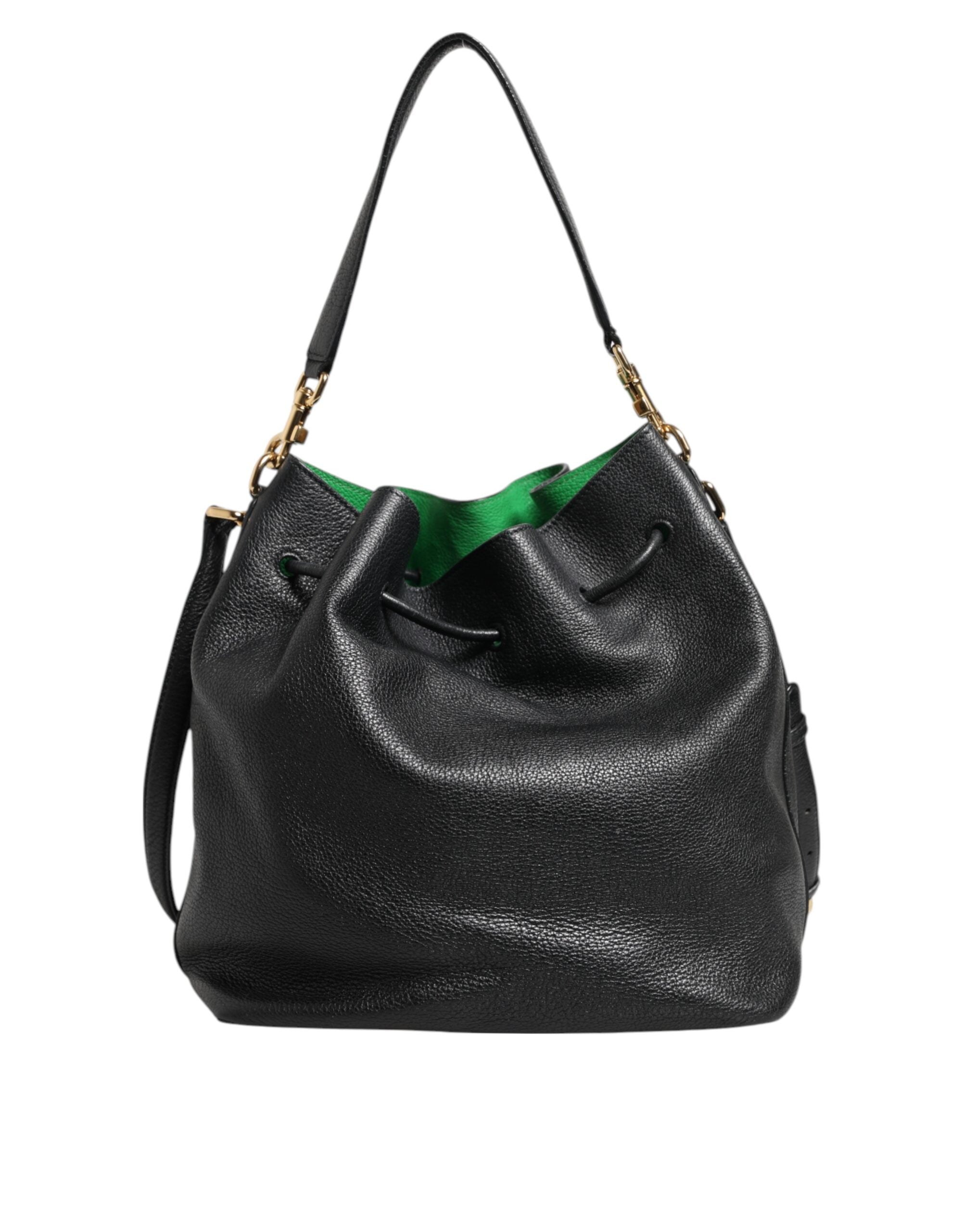Dolce & Gabbana Black Leather Shoulder Crossbody Bucket Women Borse Bag