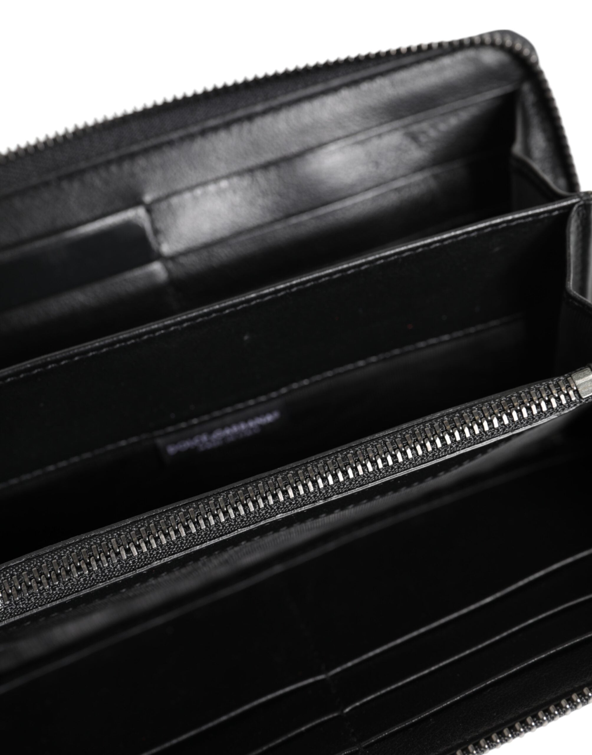Dolce &amp; Gabbana Sort Blå Eksotisk Læder Herre Continental Clutch Pung