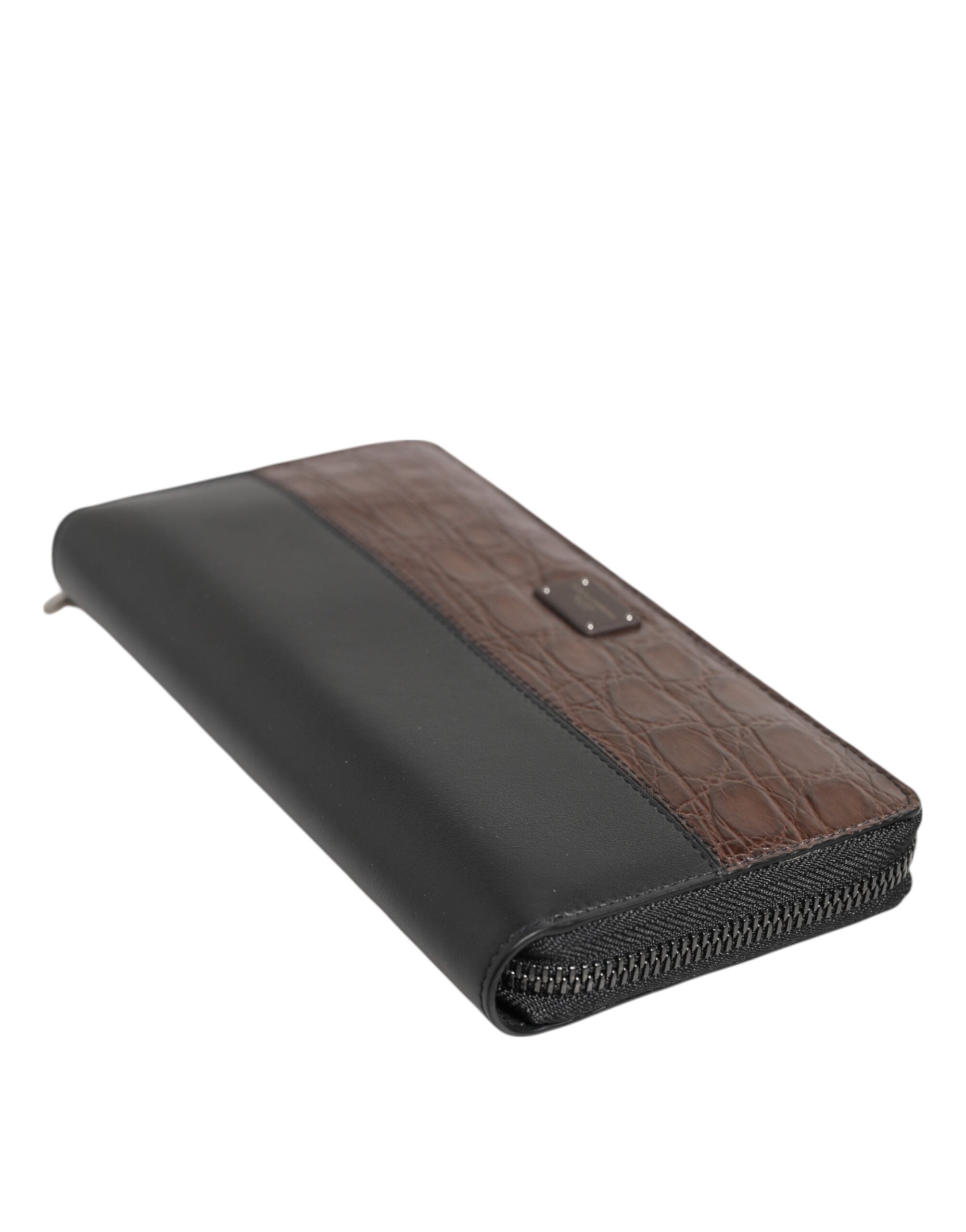 Dolce &amp; Gabbana Sortbrun Eksotisk Læder Herre Continental Clutch Pung