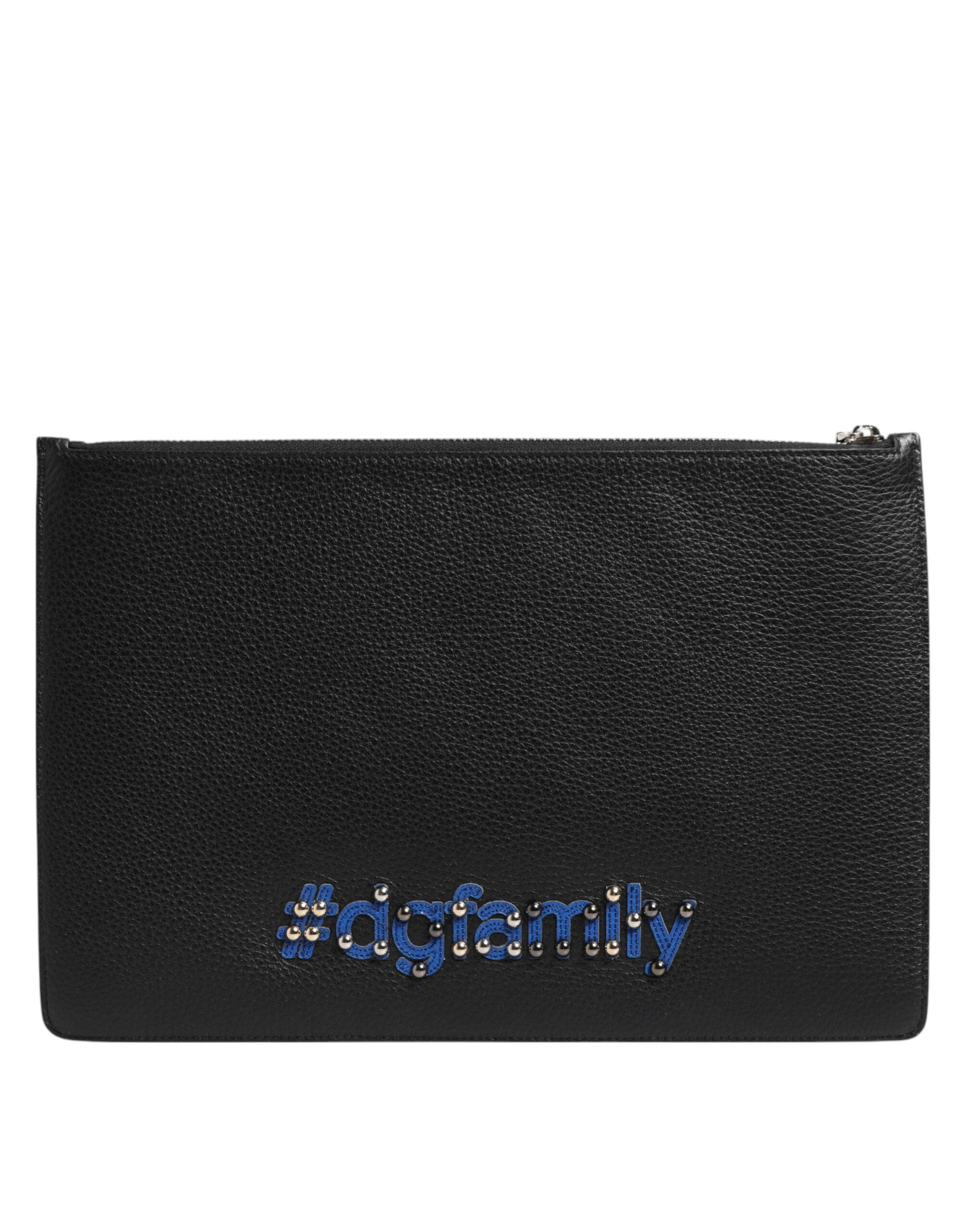 Dolce &amp; Gabbana svart läder #DGFAMILY utsmyckad kuvertväska för män