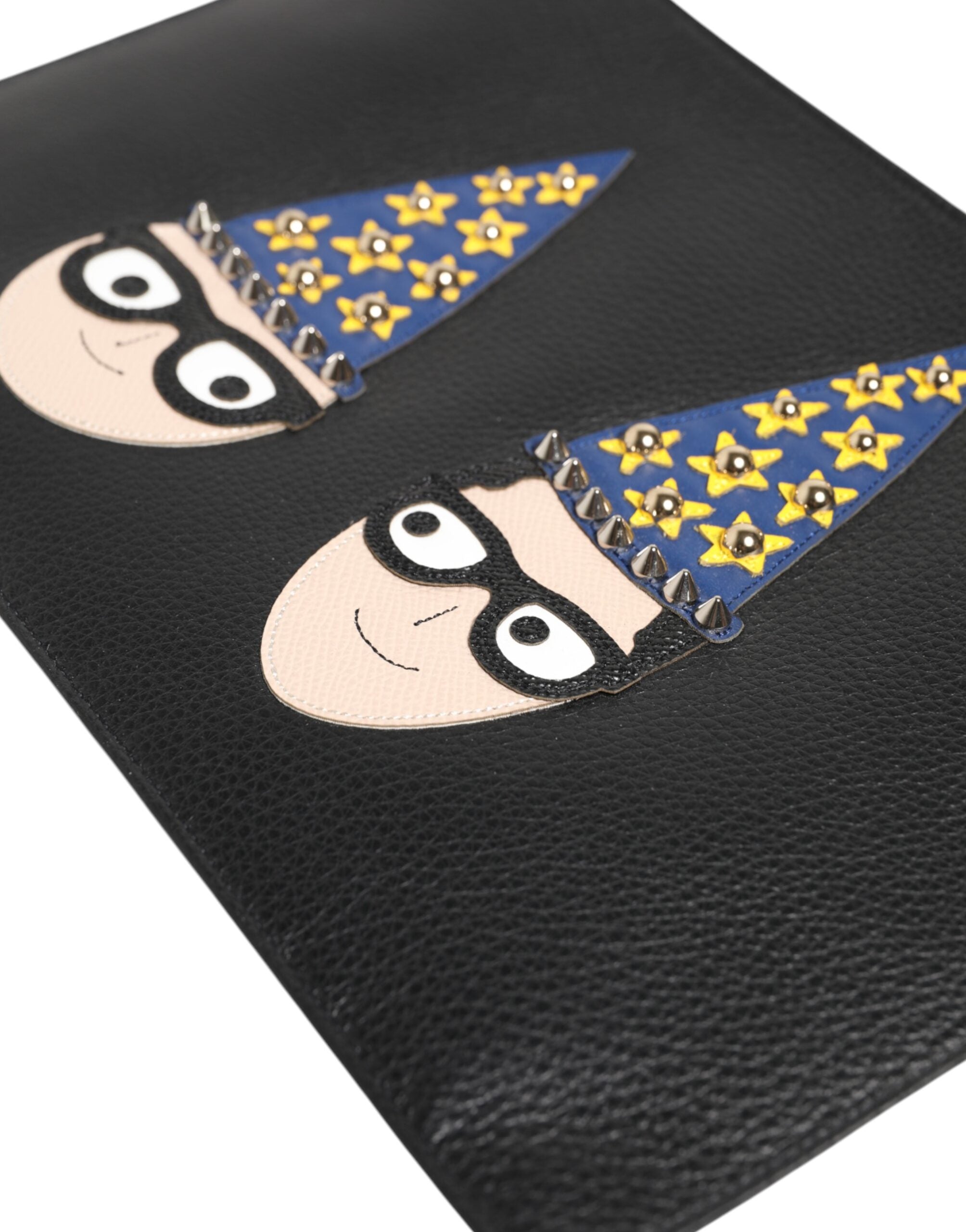 Dolce &amp; Gabbana svart läder #DGFAMILY utsmyckad kuvertväska för män