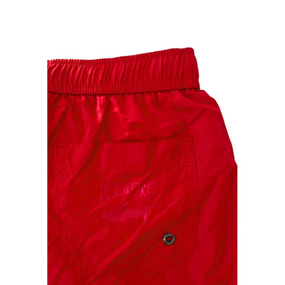 Iceberg Red Polyester Men's Swim Short - Hilstor