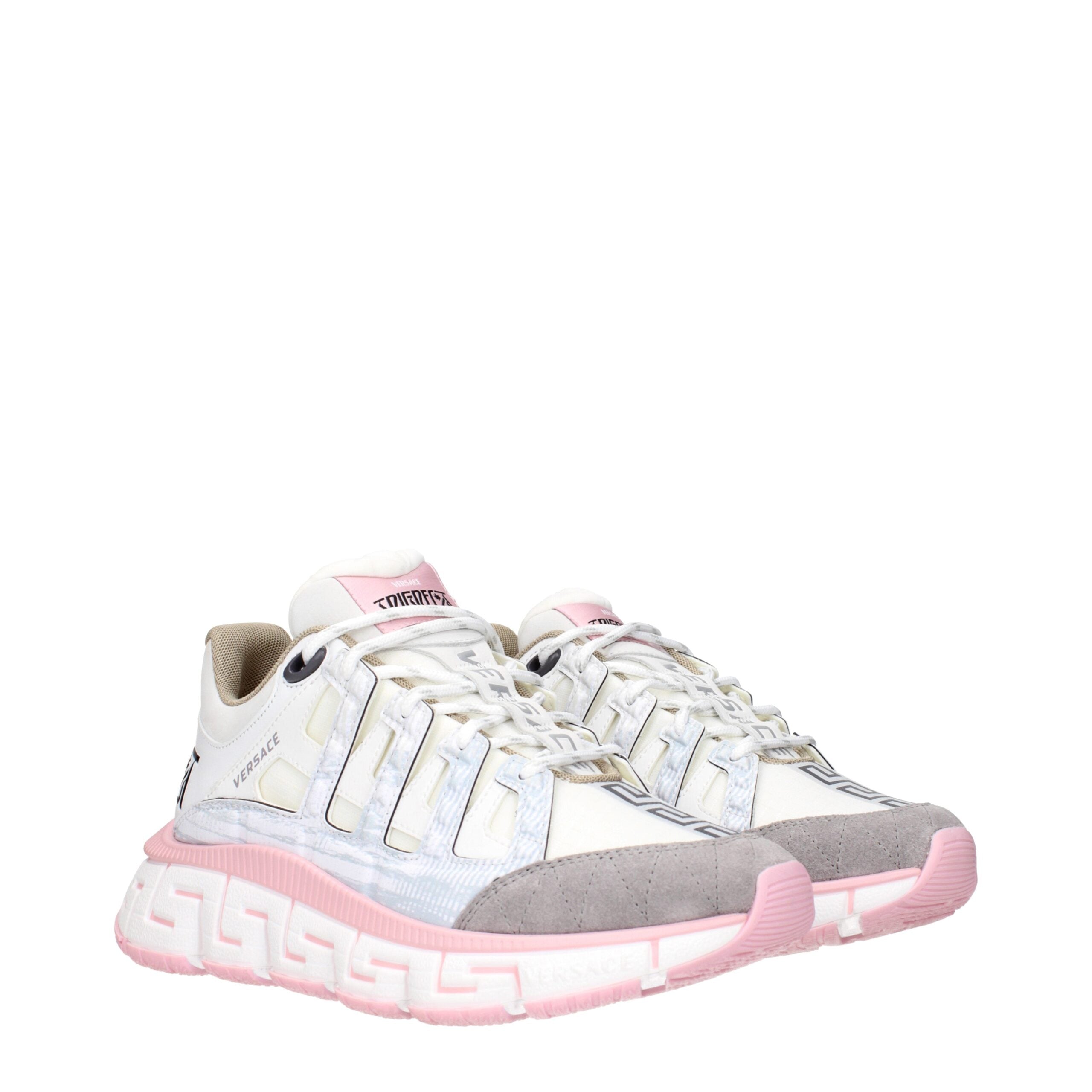 Versace Beige Fabric Athletic Sneakers