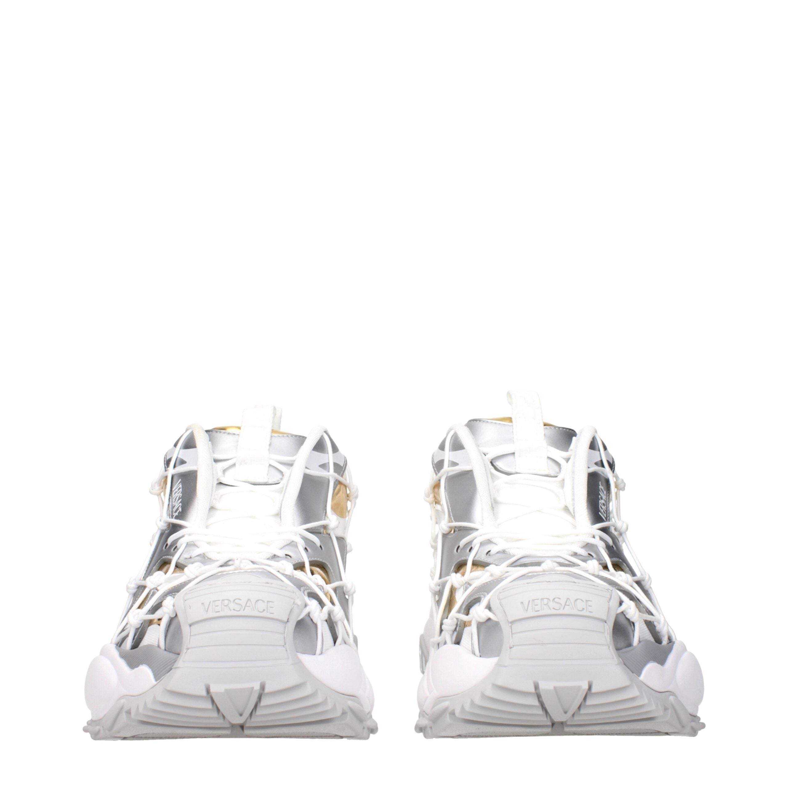 Versace White Fabric Athletic Sneakers