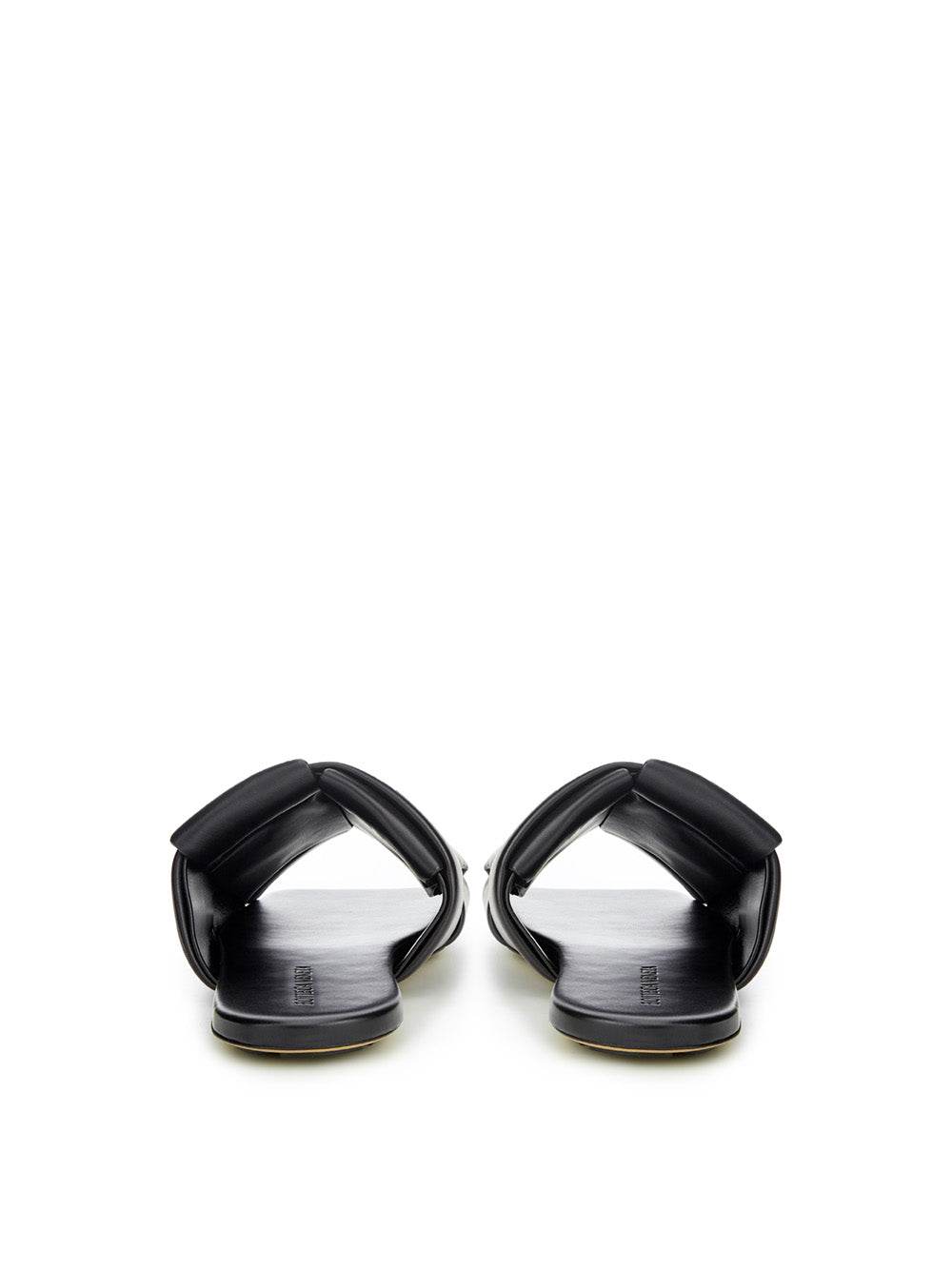 Bottega Veneta Elegant Black Leather Sandals - Hilstor