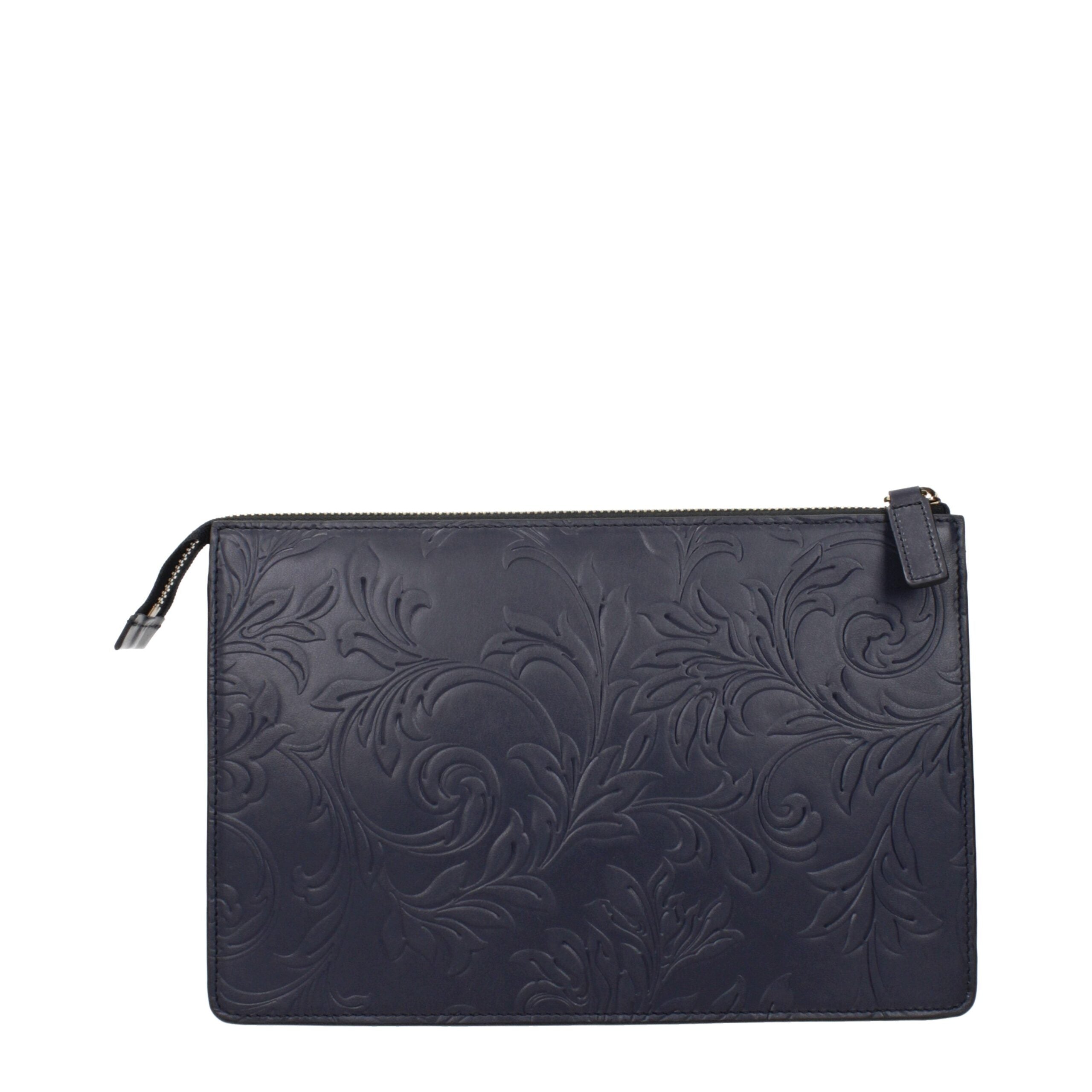 Versace Blue Leather Clutch Bags