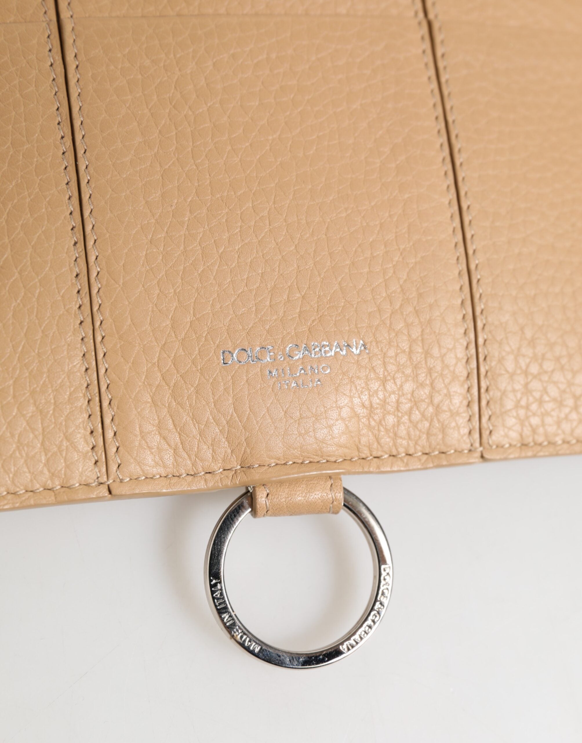 Dolce &amp; Gabbana Stor Crossbody-pung i Beige Kalveskind med Kortholder