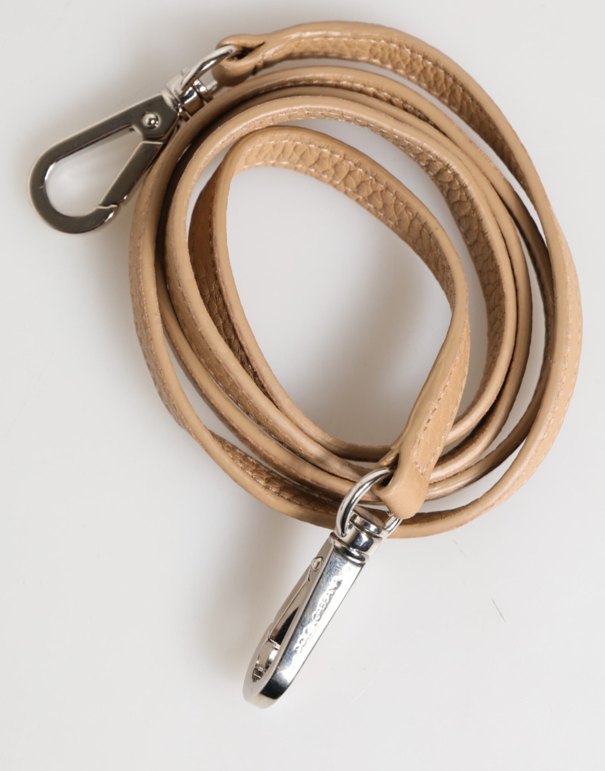 Dolce &amp; Gabbana Stor Crossbody-pung i Beige Kalveskind med Kortholder