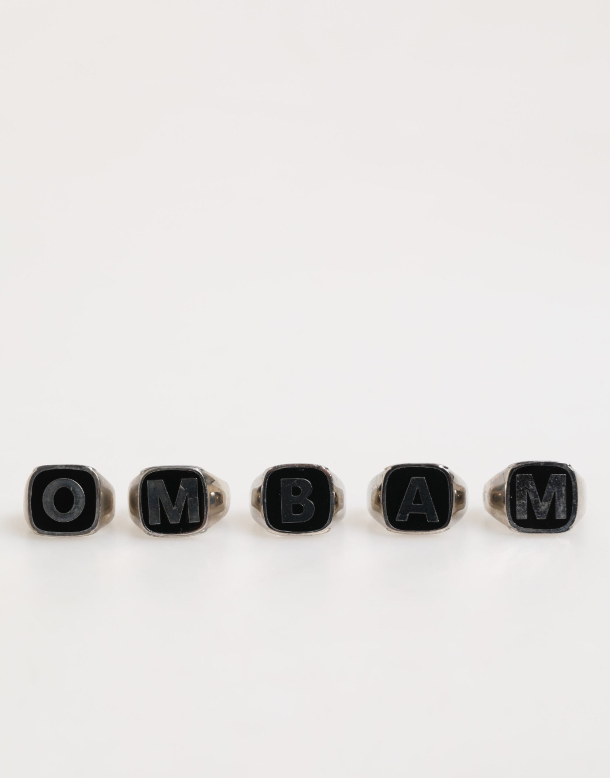 Dolce &amp; Gabbana Silverfärgad Mässingsbokstäver Set med 5 Justerbara Ringar
