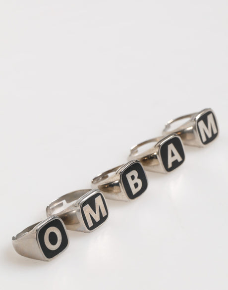Dolce &amp; Gabbana Silverfärgad Mässingsbokstäver Set med 5 Justerbara Ringar