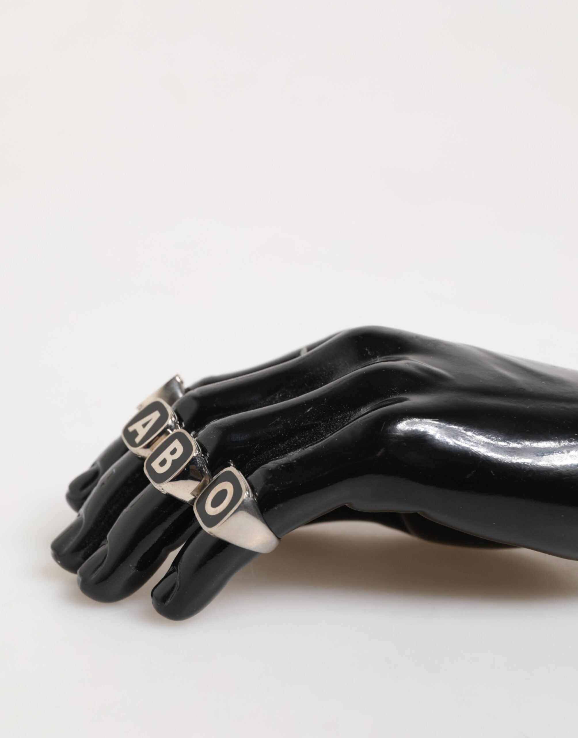 Dolce &amp; Gabbana Silverfärgad Mässingsbokstäver Set med 5 Justerbara Ringar
