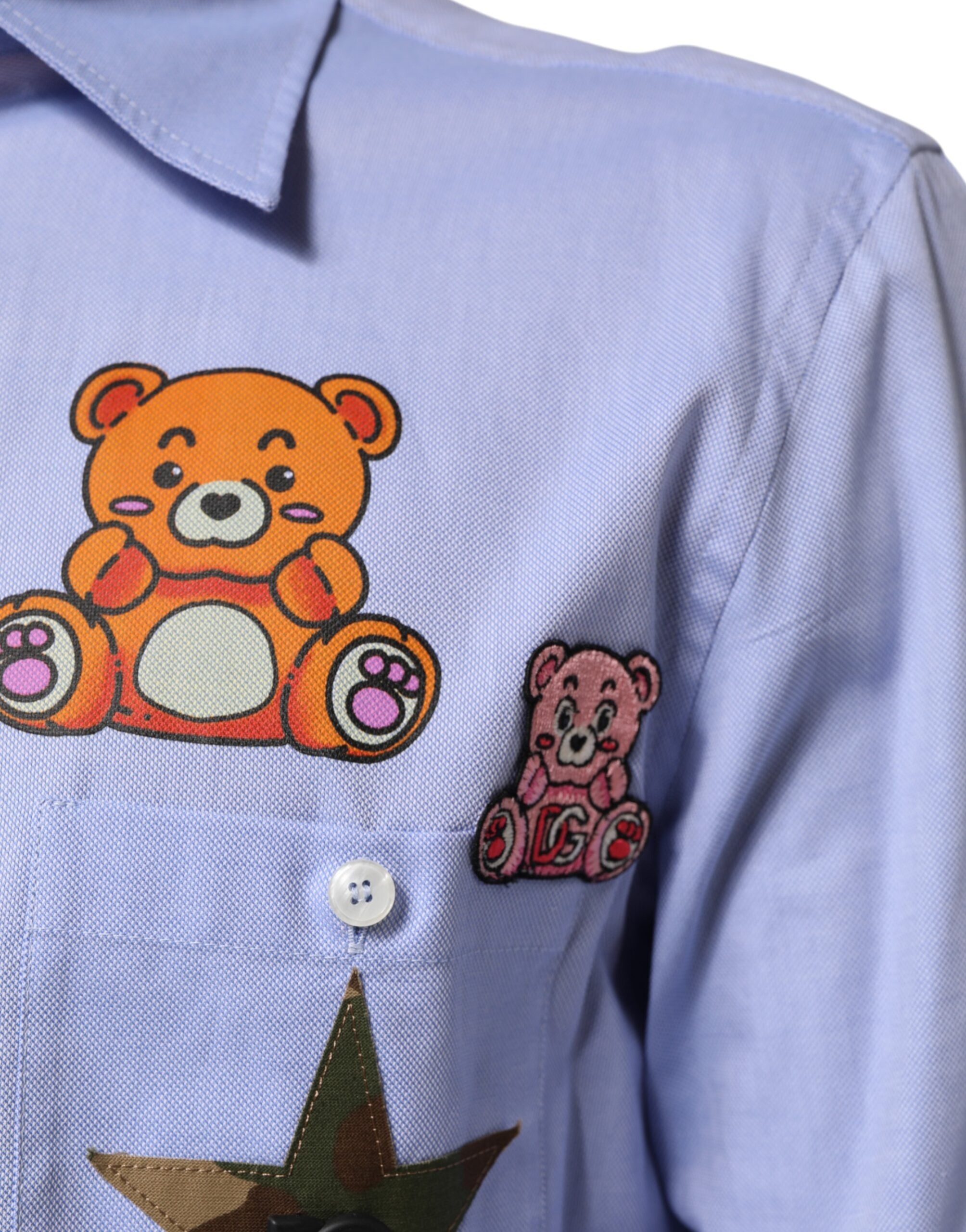 Dolce &amp; Gabbana Lyseblå bomuldsbamse langærmet skjorte