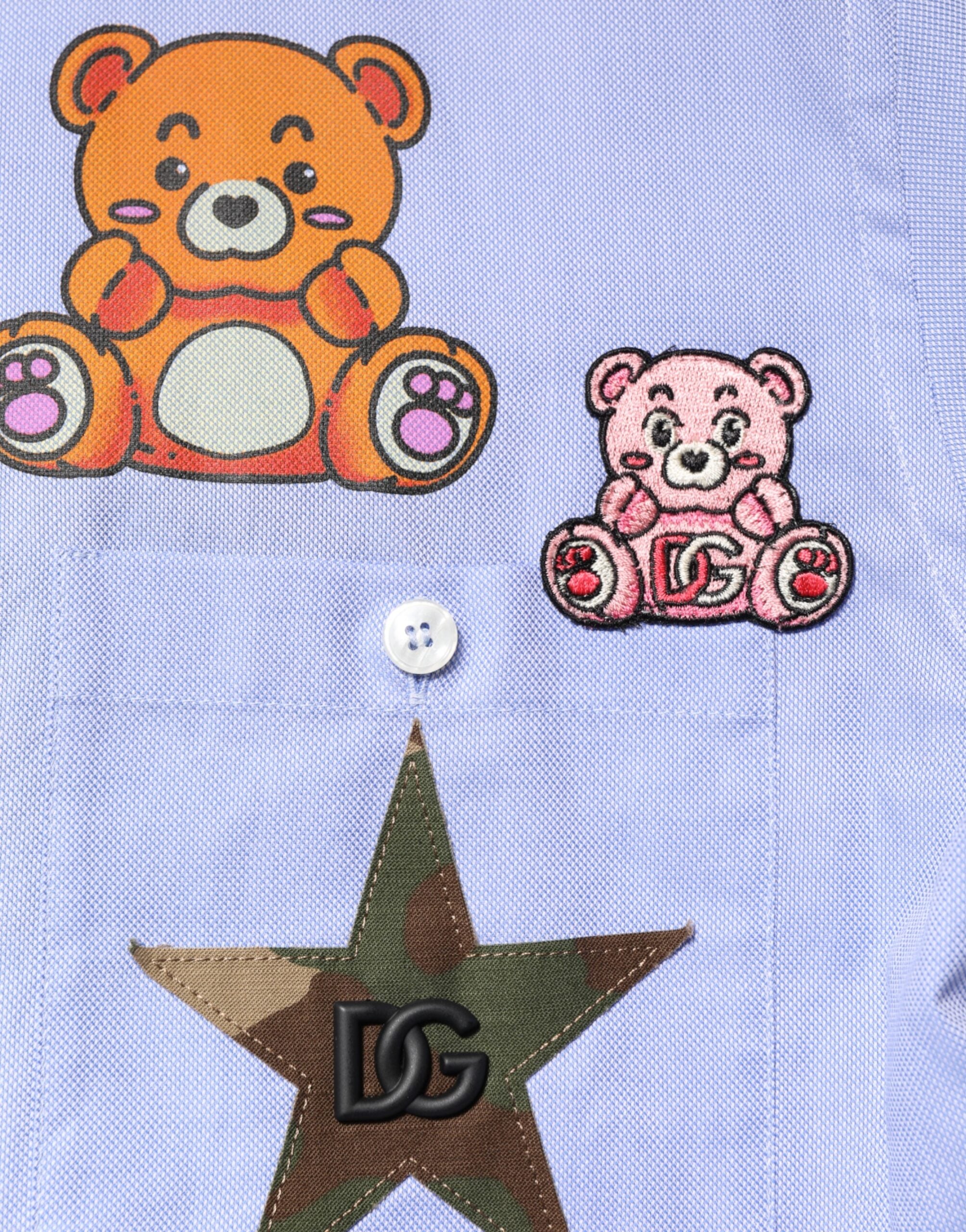 Dolce &amp; Gabbana Lyseblå bomuldsbamse langærmet skjorte