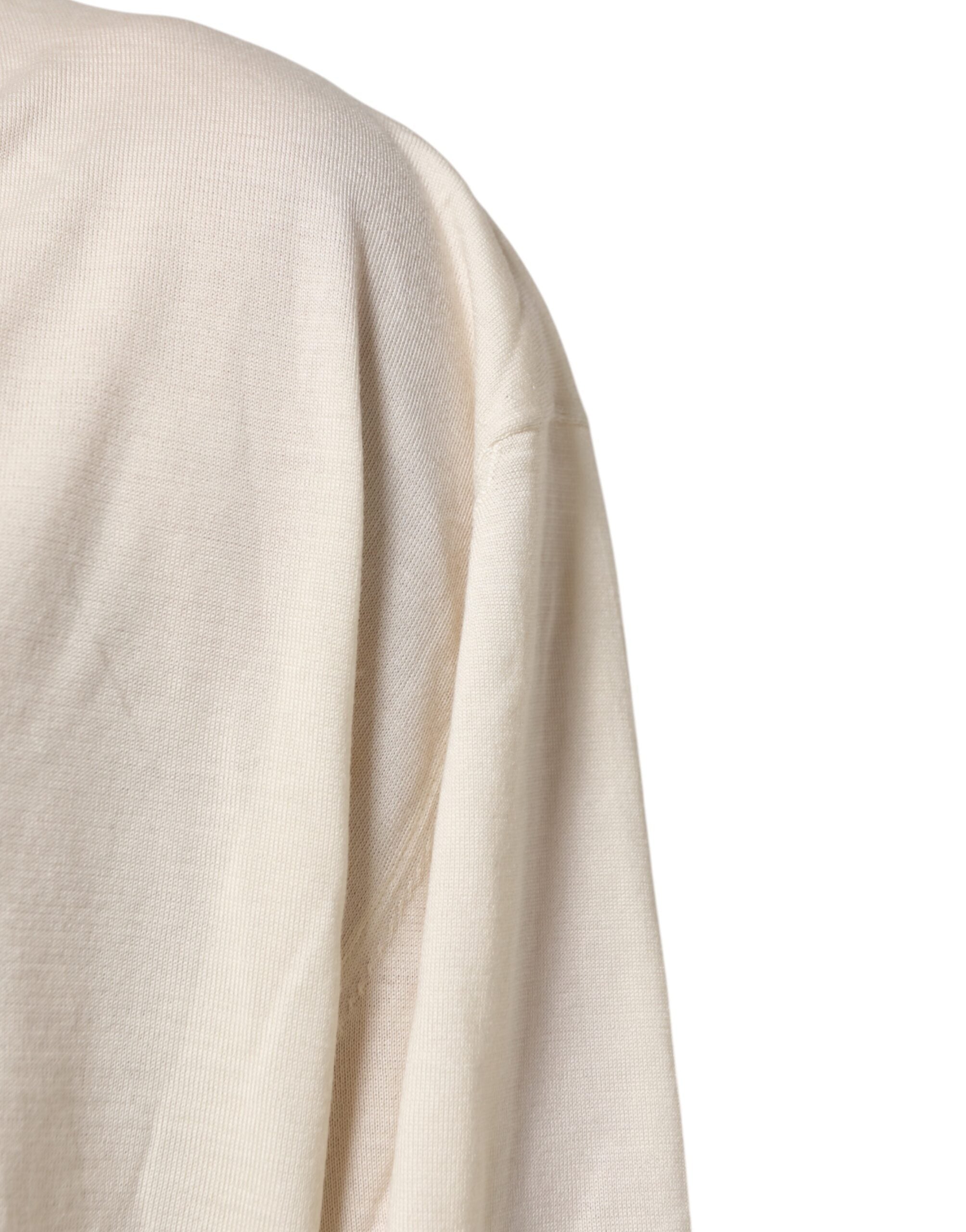 Dolce &amp; Gabbana Elfenben Virgin Wool Herre V-hals Striktrøje