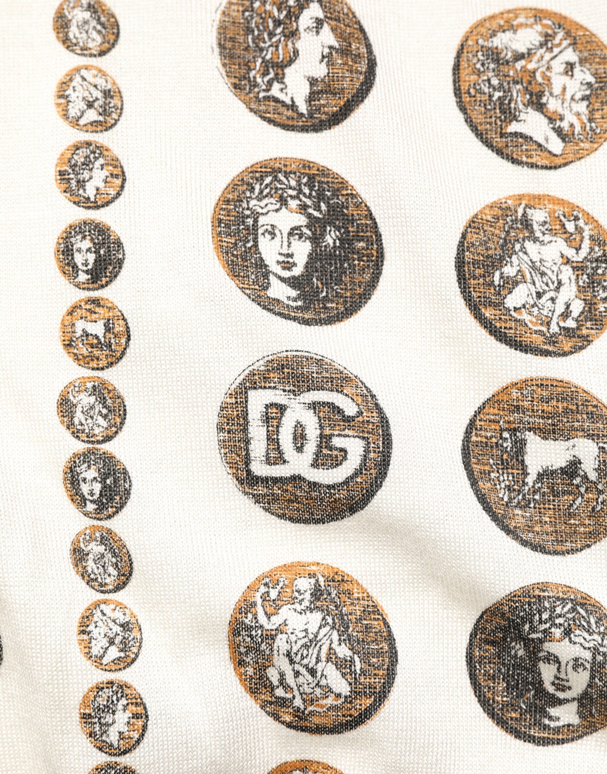 Dolce &amp; Gabbana Silk Elfenben Mynttryck Logo Herr Pikétröja