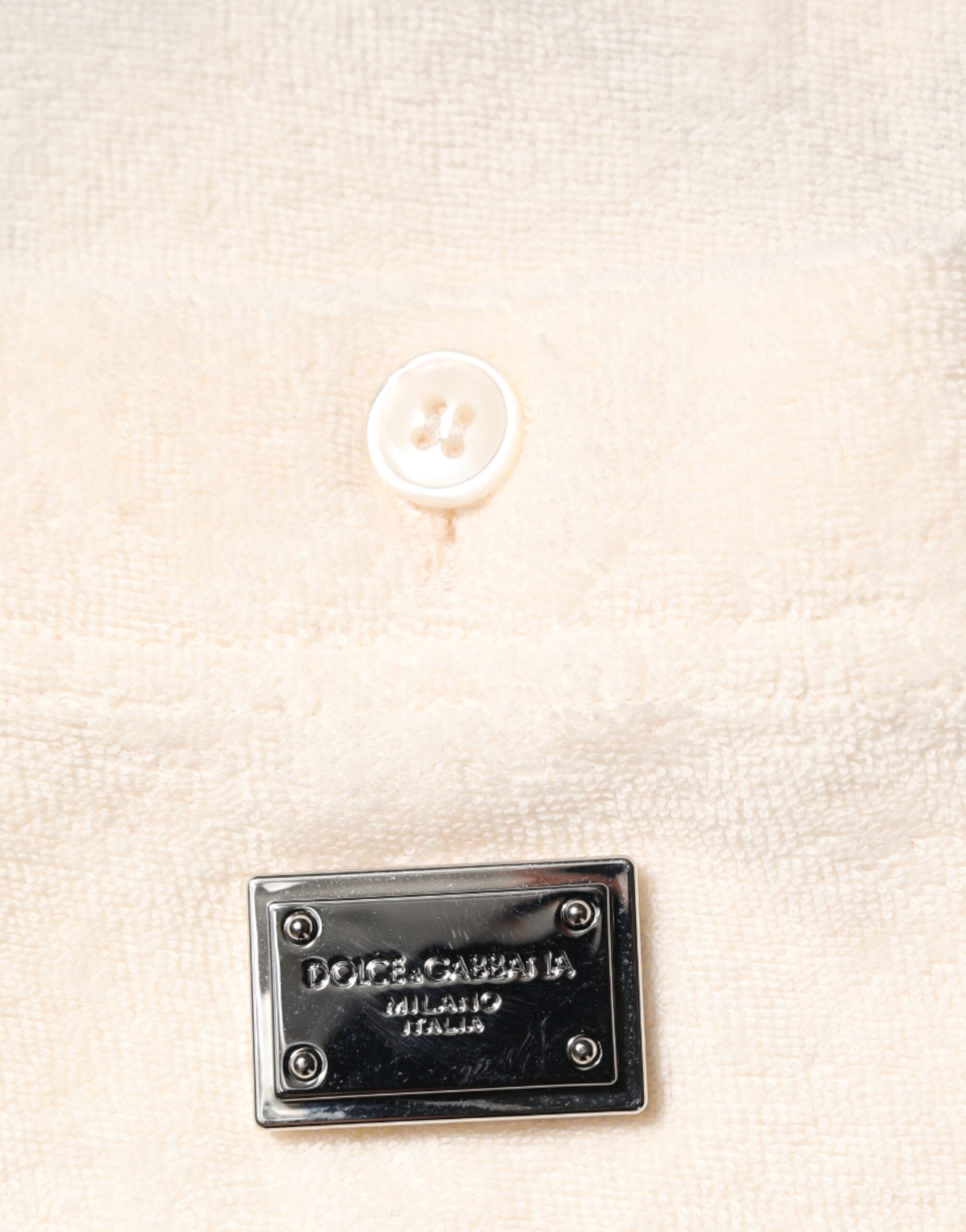 Dolce &amp; Gabbana Elfenbensfarvet bomuldspolo-T-shirt med logolomme