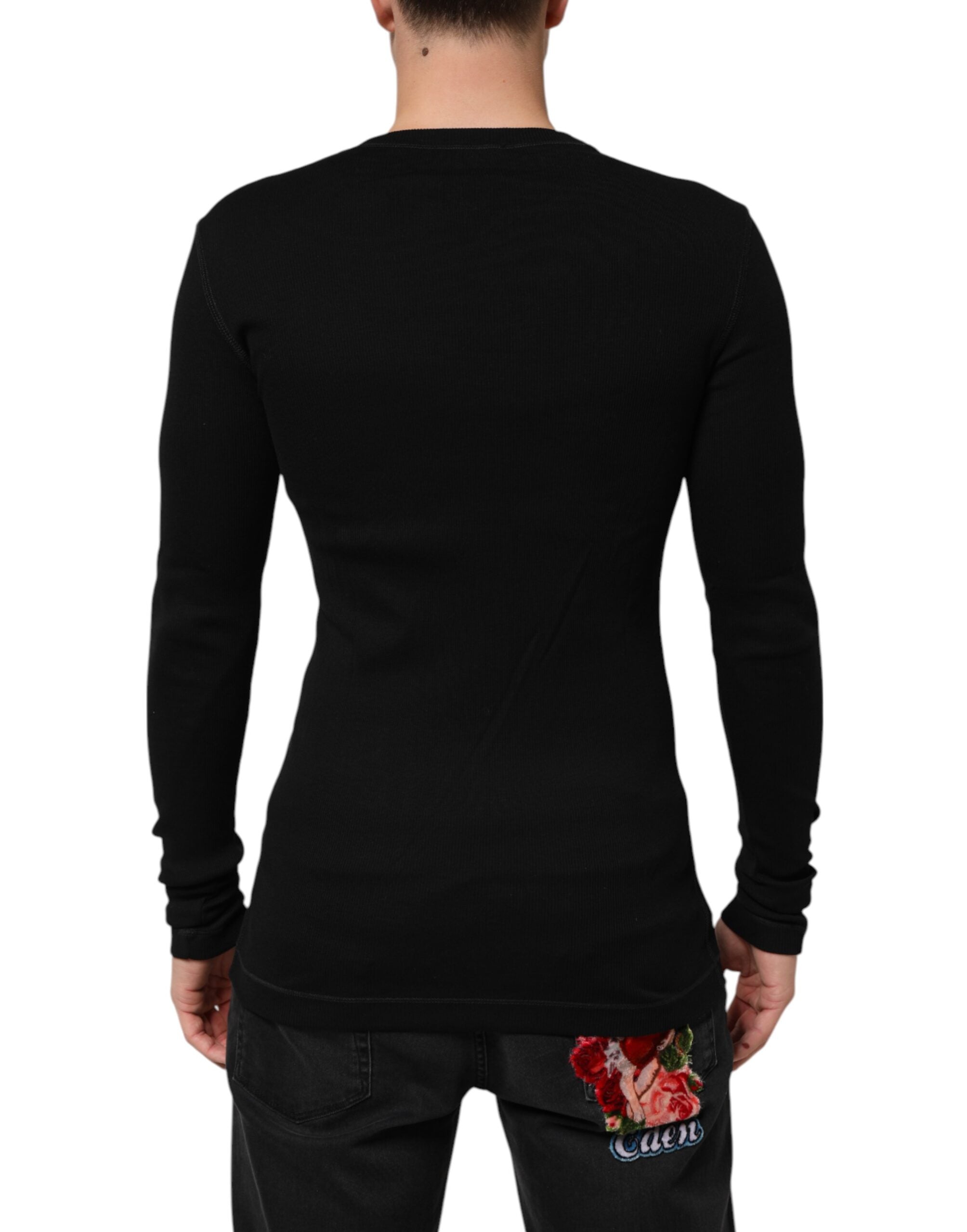 Dolce &amp; Gabbana Sort bomulds cardigan til mænd med knapper