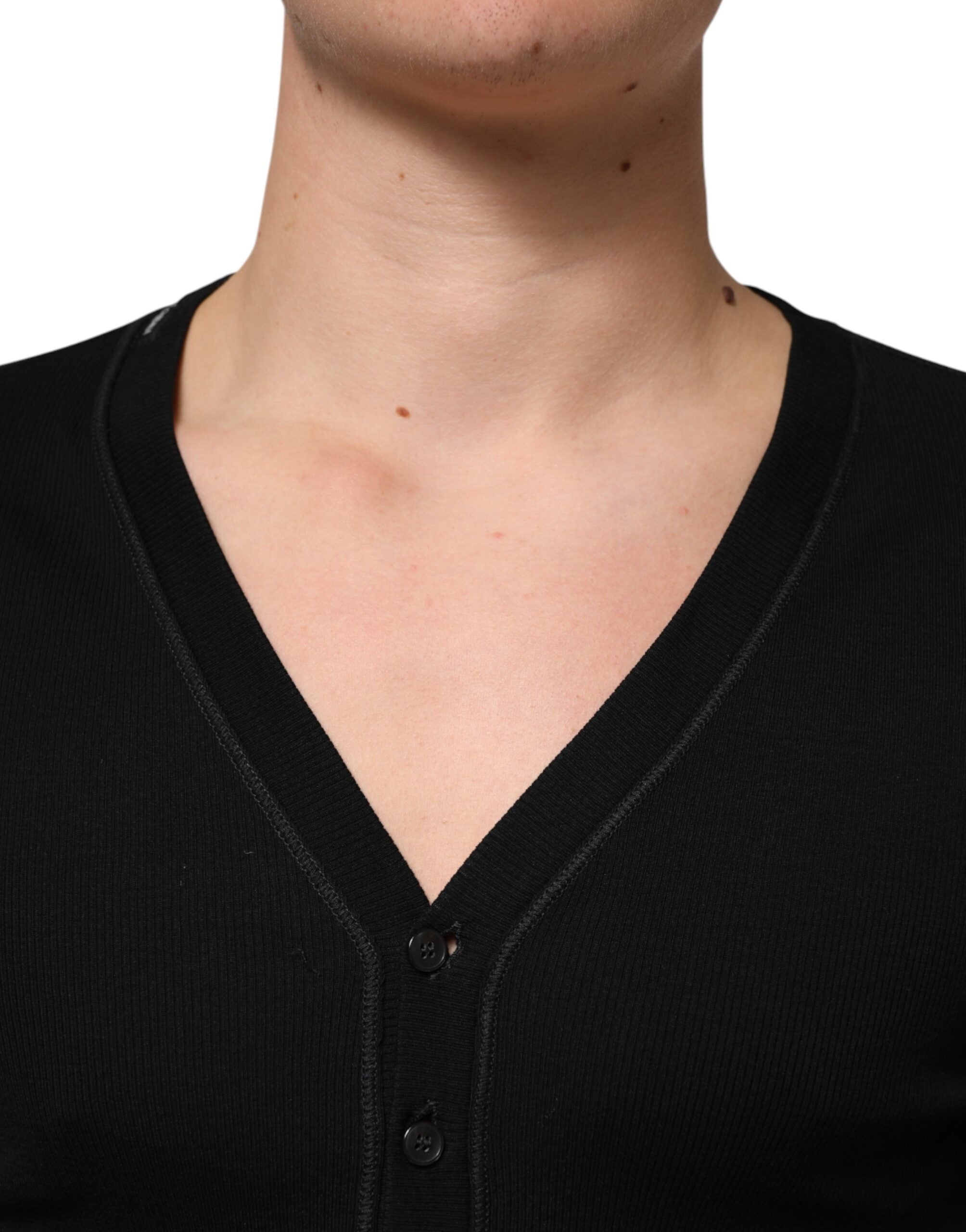 Dolce &amp; Gabbana Sort bomulds cardigan til mænd med knapper