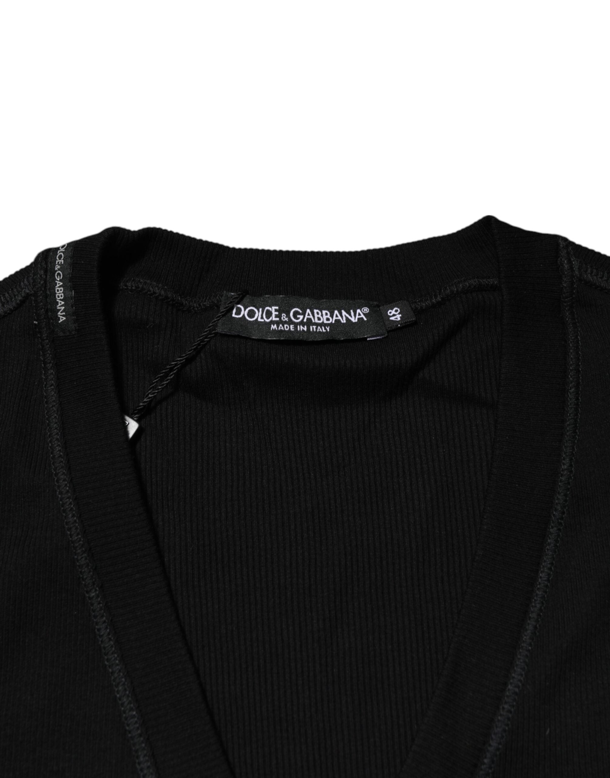 Dolce &amp; Gabbana Sort bomulds cardigan til mænd med knapper