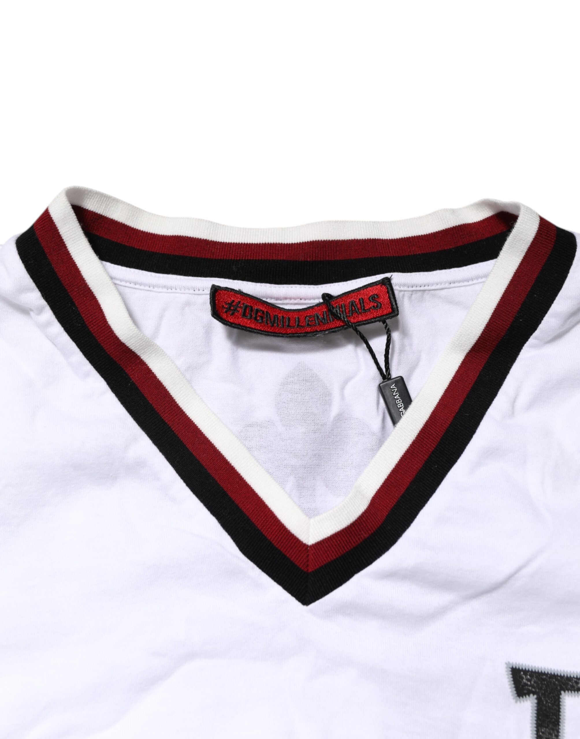 Dolce & Gabbana White #DGMillennials King Crown V-neck T-shirt