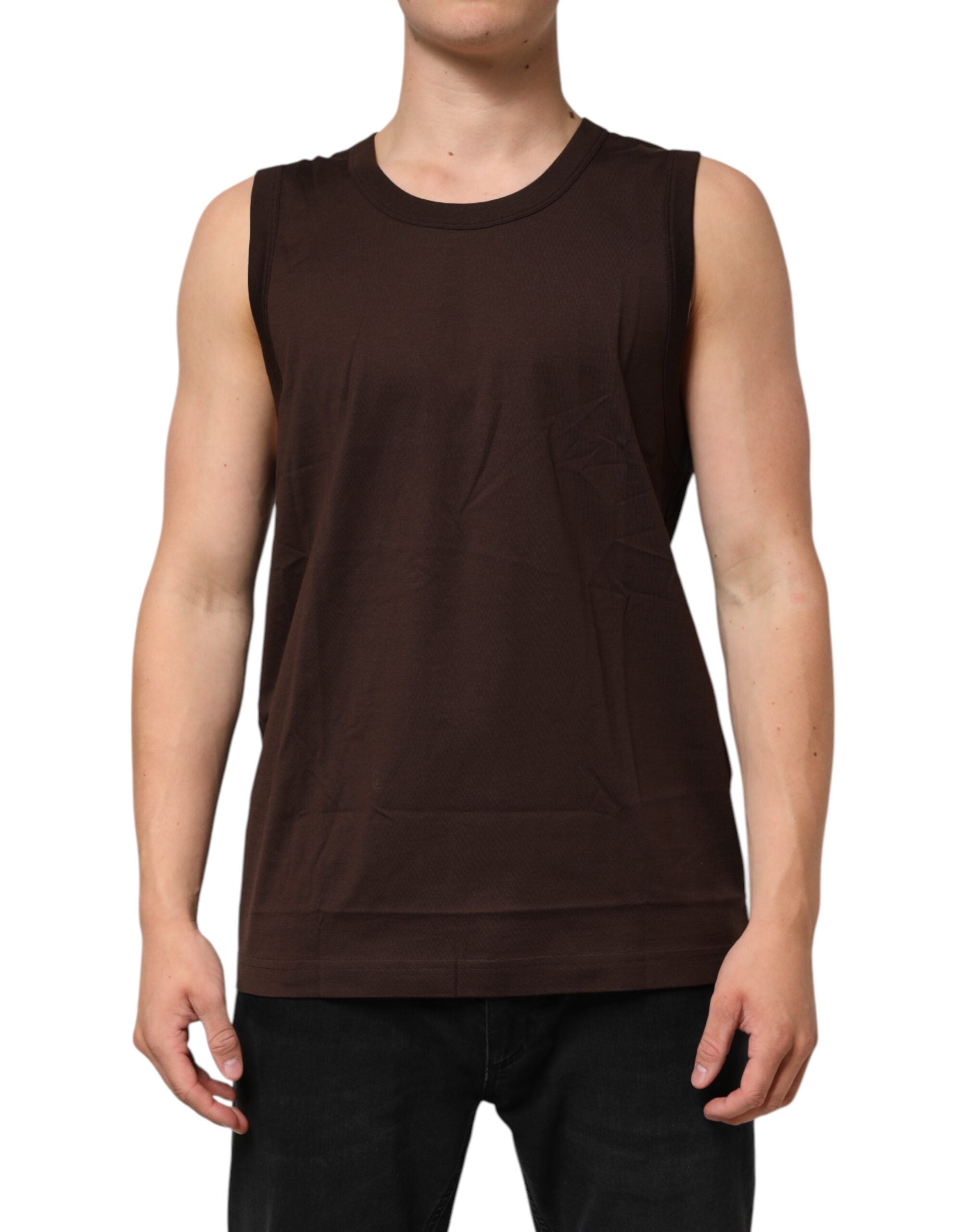 Dolce &amp; Gabbana Brun bomuld Ærmeløs Undertøj Herre Tanktop