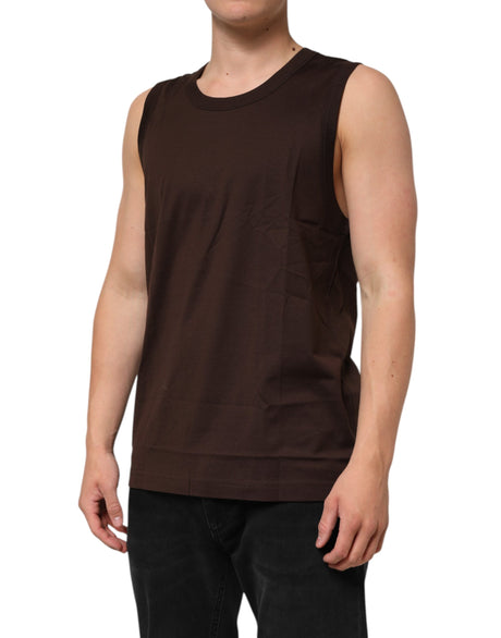 Dolce &amp; Gabbana Brun bomuld Ærmeløs Undertøj Herre Tanktop