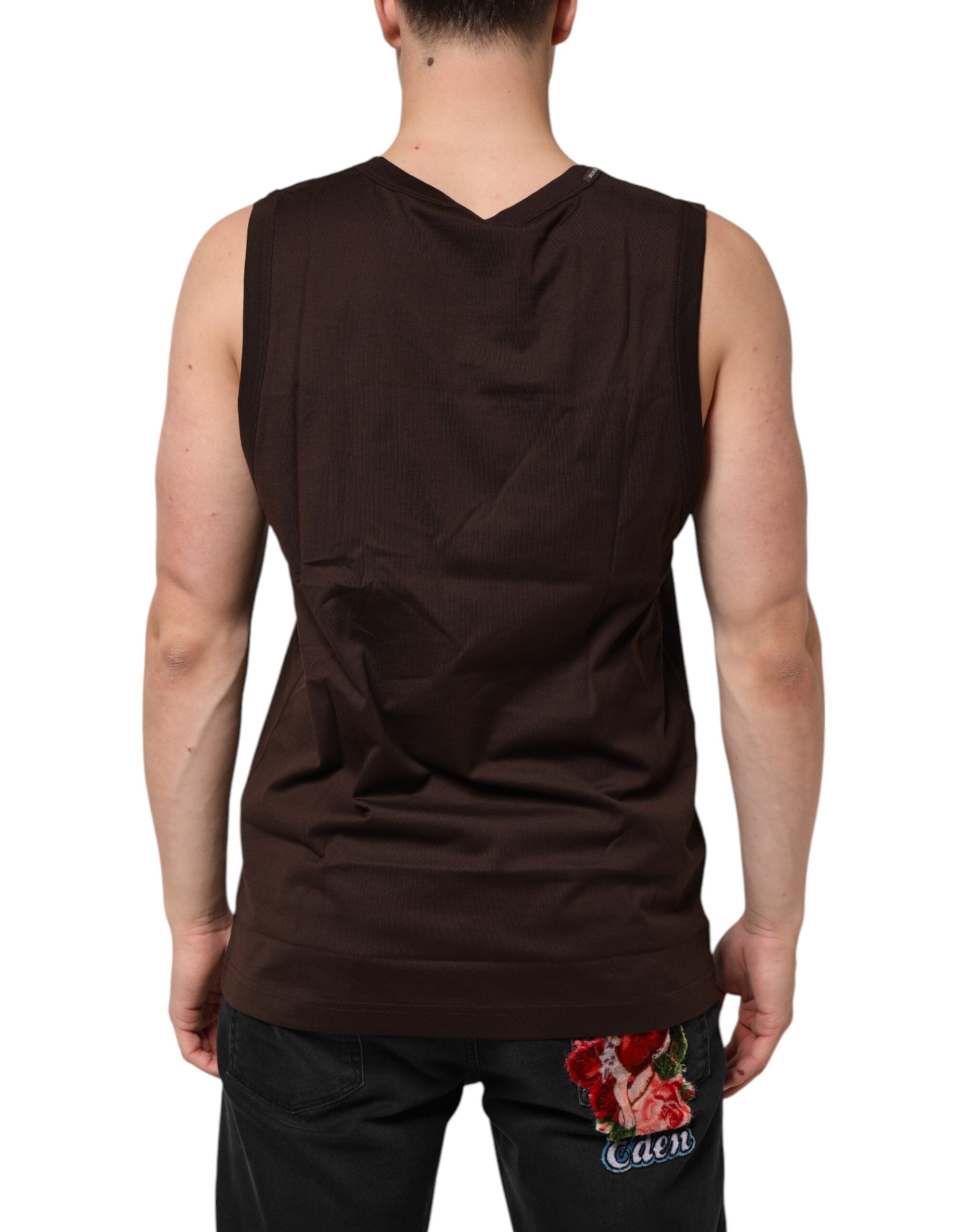 Dolce &amp; Gabbana Brun bomuld Ærmeløs Undertøj Herre Tanktop