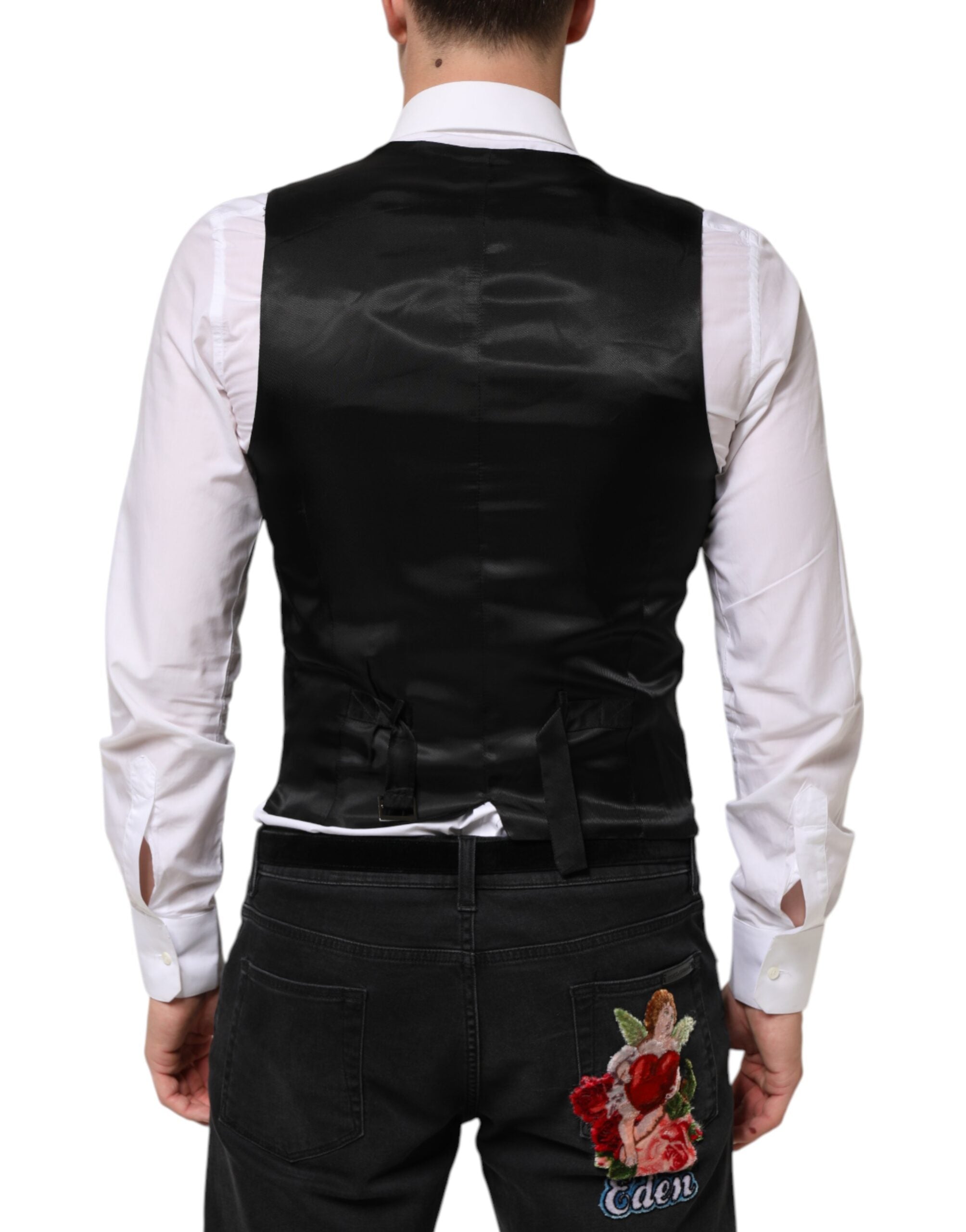 Dolce &amp; Gabbana Svart Ullklänning Formell Herrväst