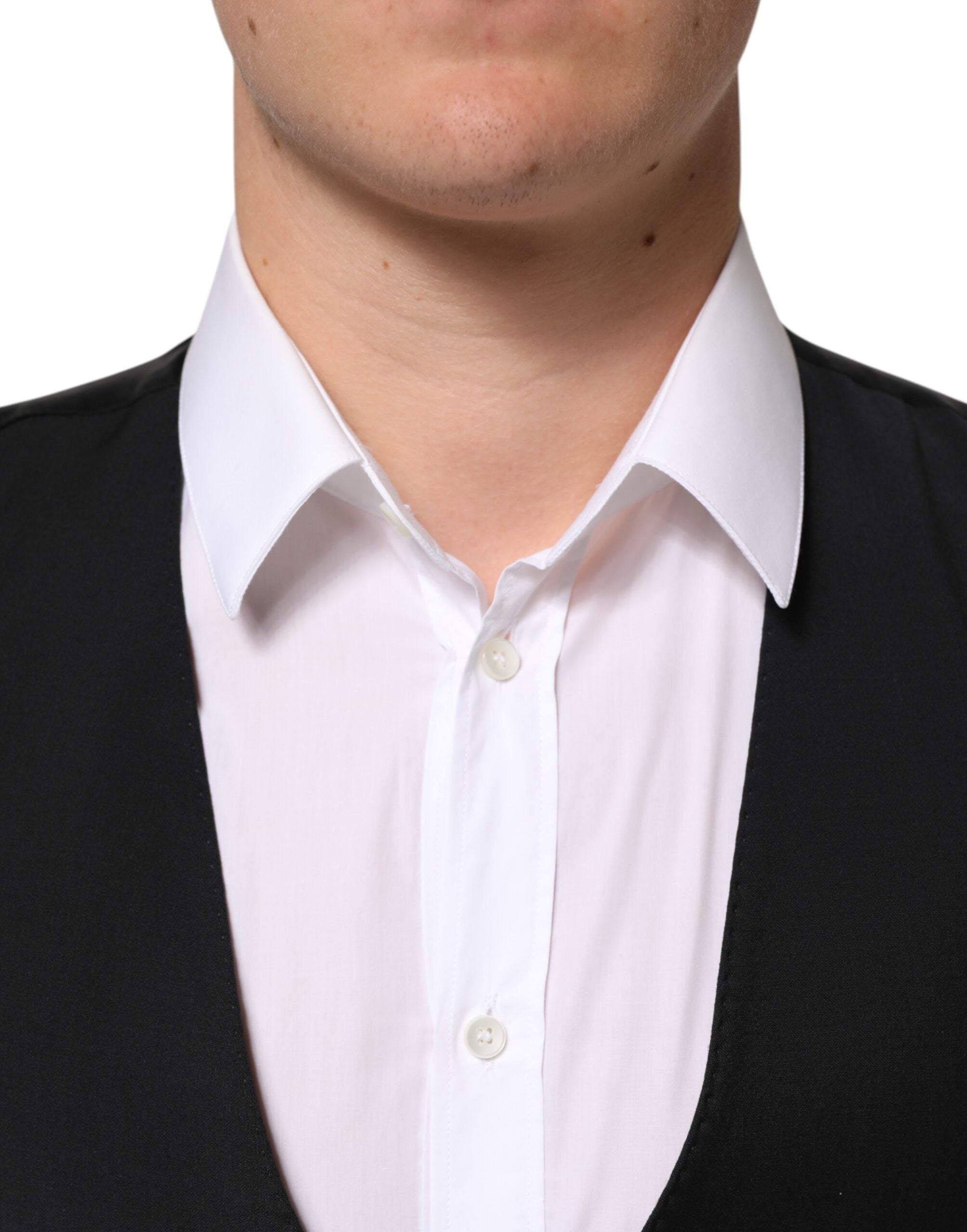 Dolce &amp; Gabbana Svart Ullklänning Formell Herrväst