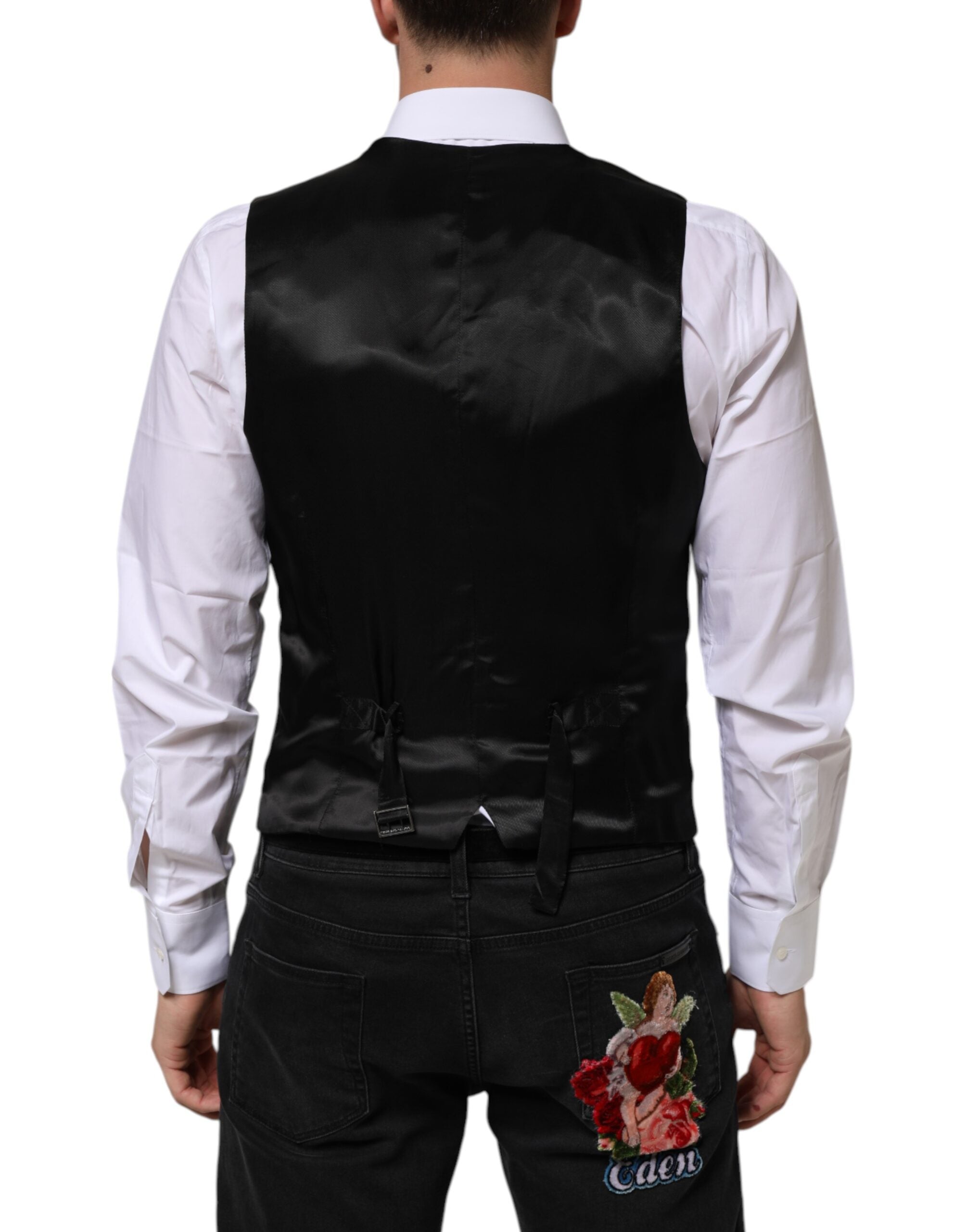 Dolce &amp; Gabbana Svart Ullklänning Formell Herrväst